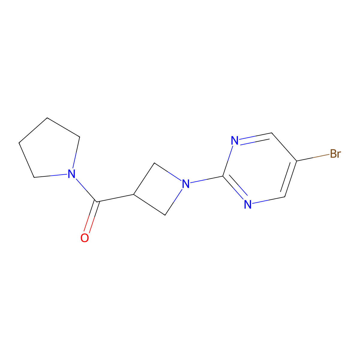 5-Bromo-2-[3-(pyrrolidine-1-carbonyl)azetidin-1-yl]pyrimidine molecular structure, CAS 2243023-16-5