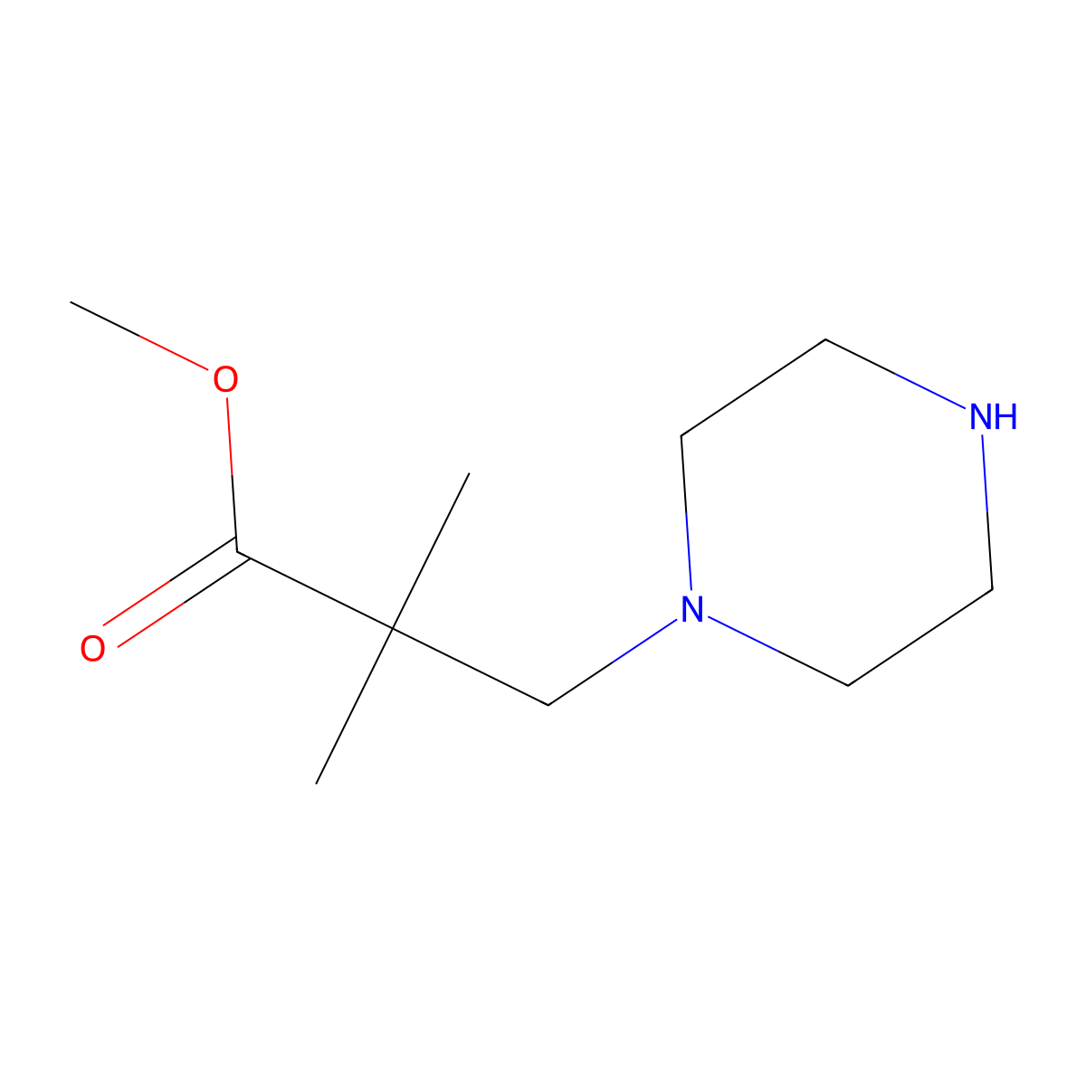 Methyl 2,2-dimethyl-3-(piperazin-1-yl)propanoate molecular structure, CAS 224309-88-0