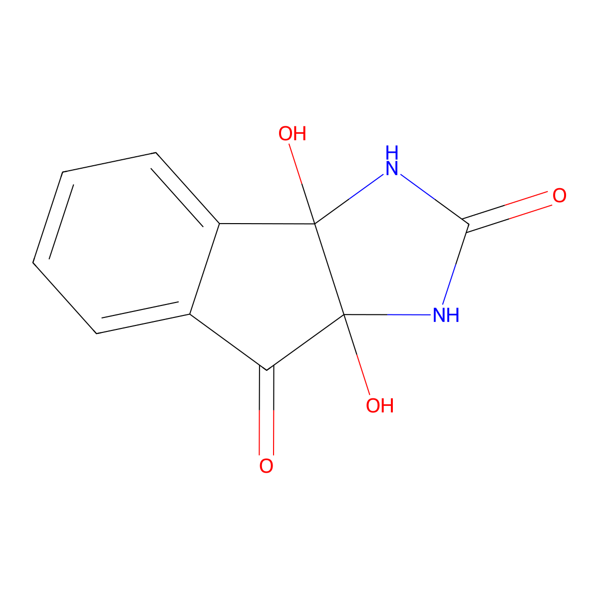 3a,8a-Dihydroxy-1,3,3a,8a-tetrahydroindeno[1,2-d]imidazole-2,8-dione molecular structure, CAS 22431-00-1