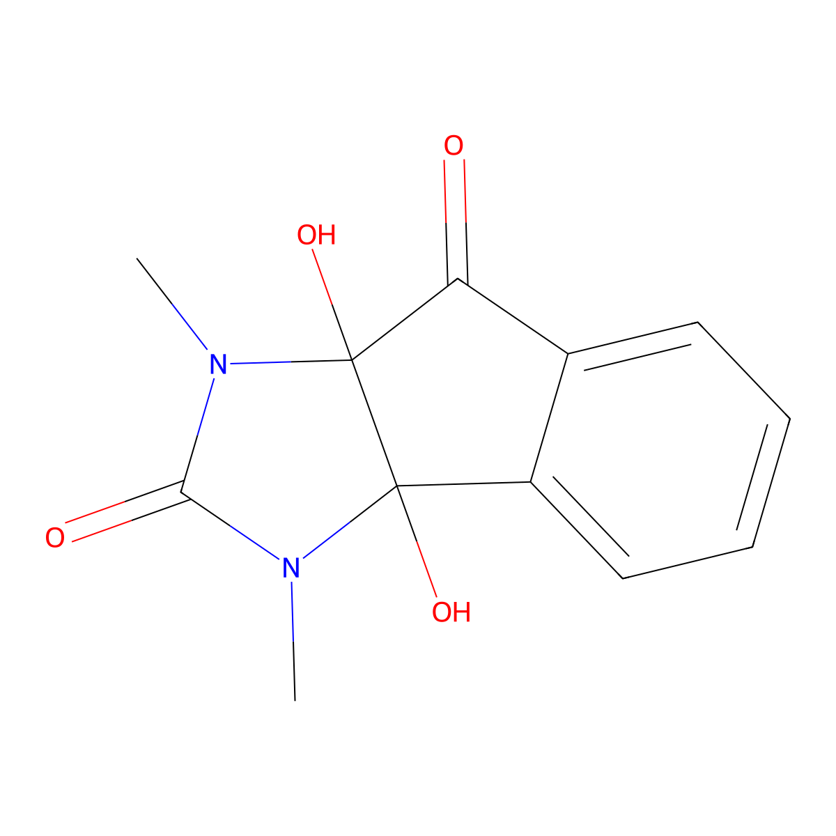 3a,8a-Dihydroxy-1,3-dimethyl-1,3,3a,8a-tetrahydroindeno[1,2-d]imidazole-2,8-dione molecular structure, CAS 22431-02-3