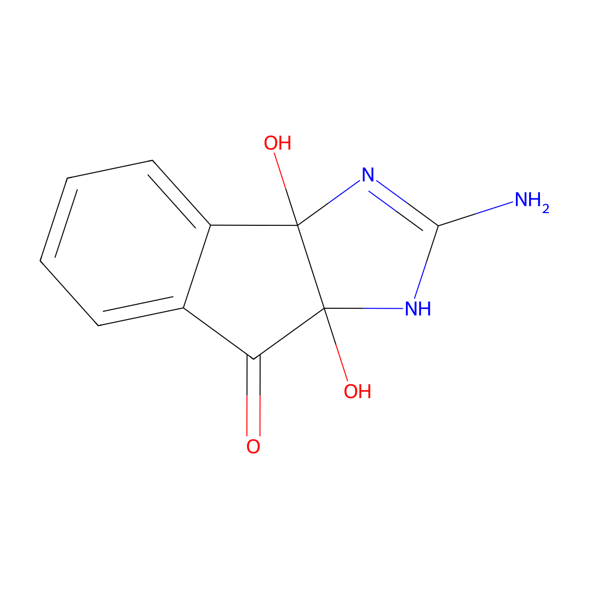 3a,8a-Dihydroxy-2-imino-2,3,3a,8a-tetrahydroindeno[1,2-d]imidazol-8(1H)-one molecular structure, CAS 22431-06-7