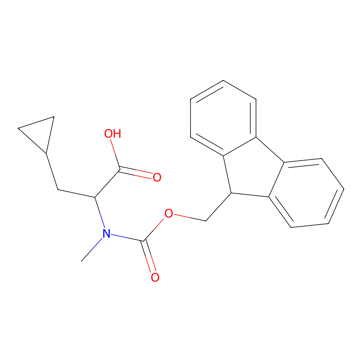 (R)-2-(N-Fmoc-N-methyl-amino)-3-cyclopropylpropanoic acid molecular structure, CAS 2243125-98-4