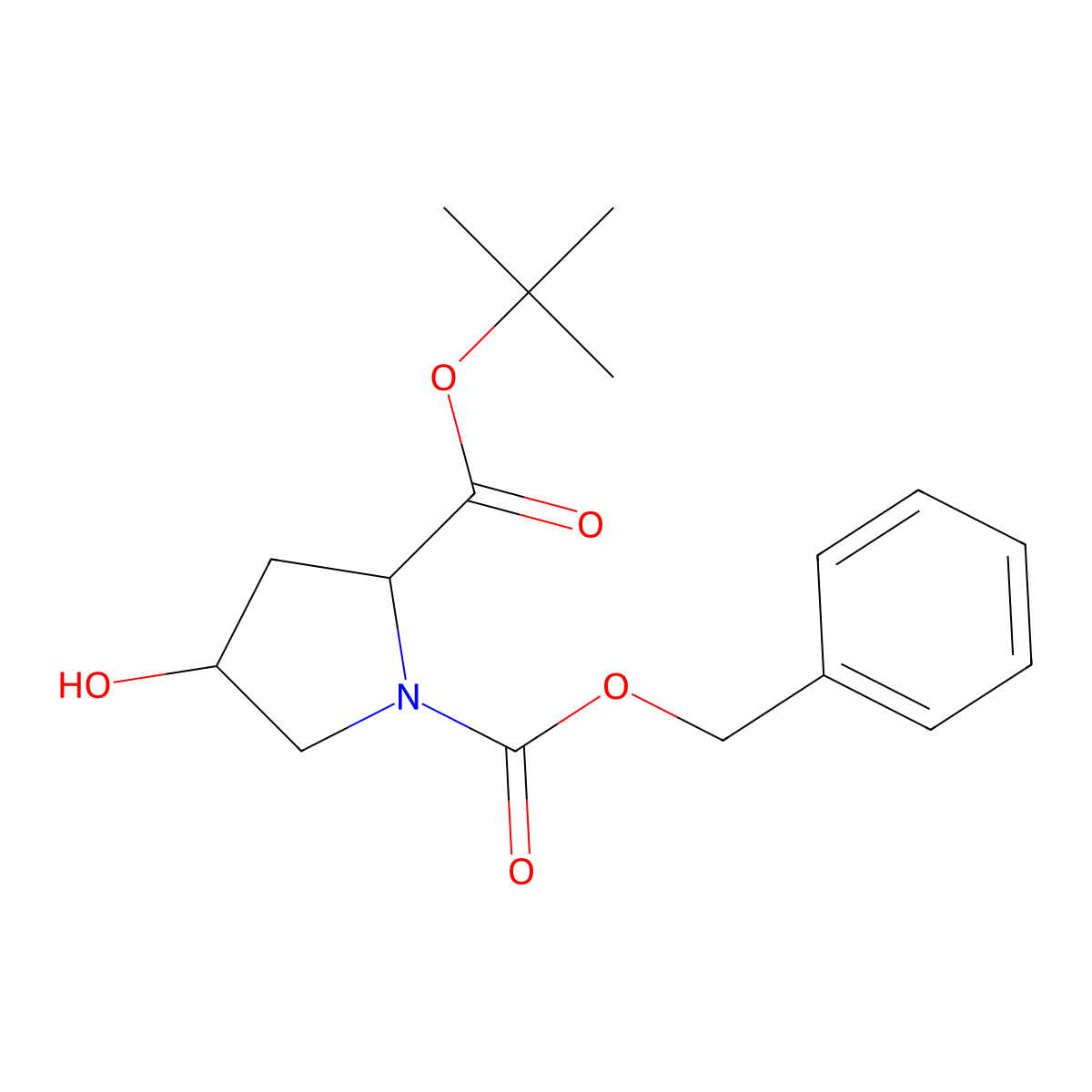 1-benzyl 2-tert-butyl (2S,4S)-4-hydroxypyrrolidine-1,2-dicarboxylate molecular structure, CAS 224321-05-5
