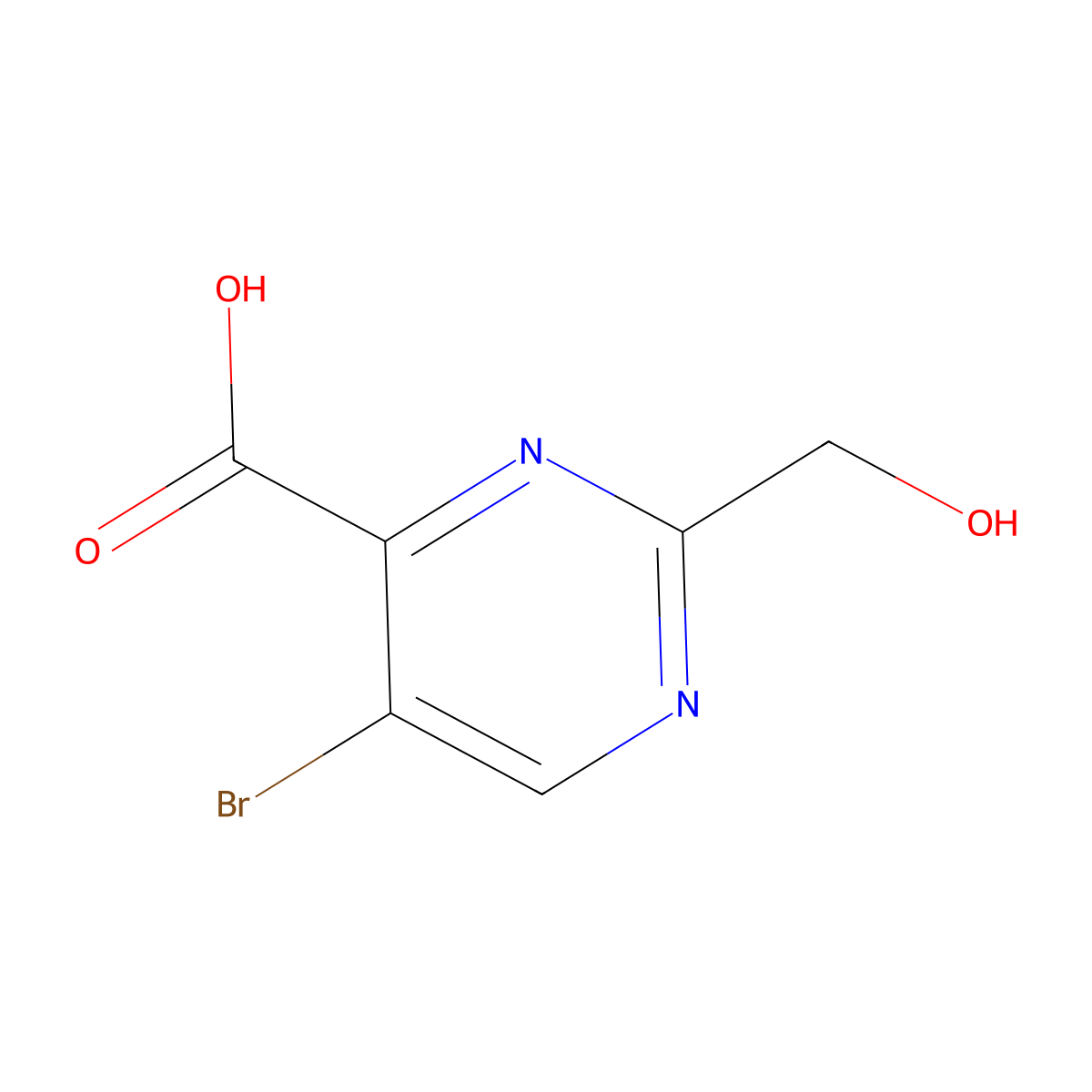 5-Bromo-2-(hydroxymethyl)pyrimidine-4-carboxylic acid molecular structure, CAS 22433-10-9
