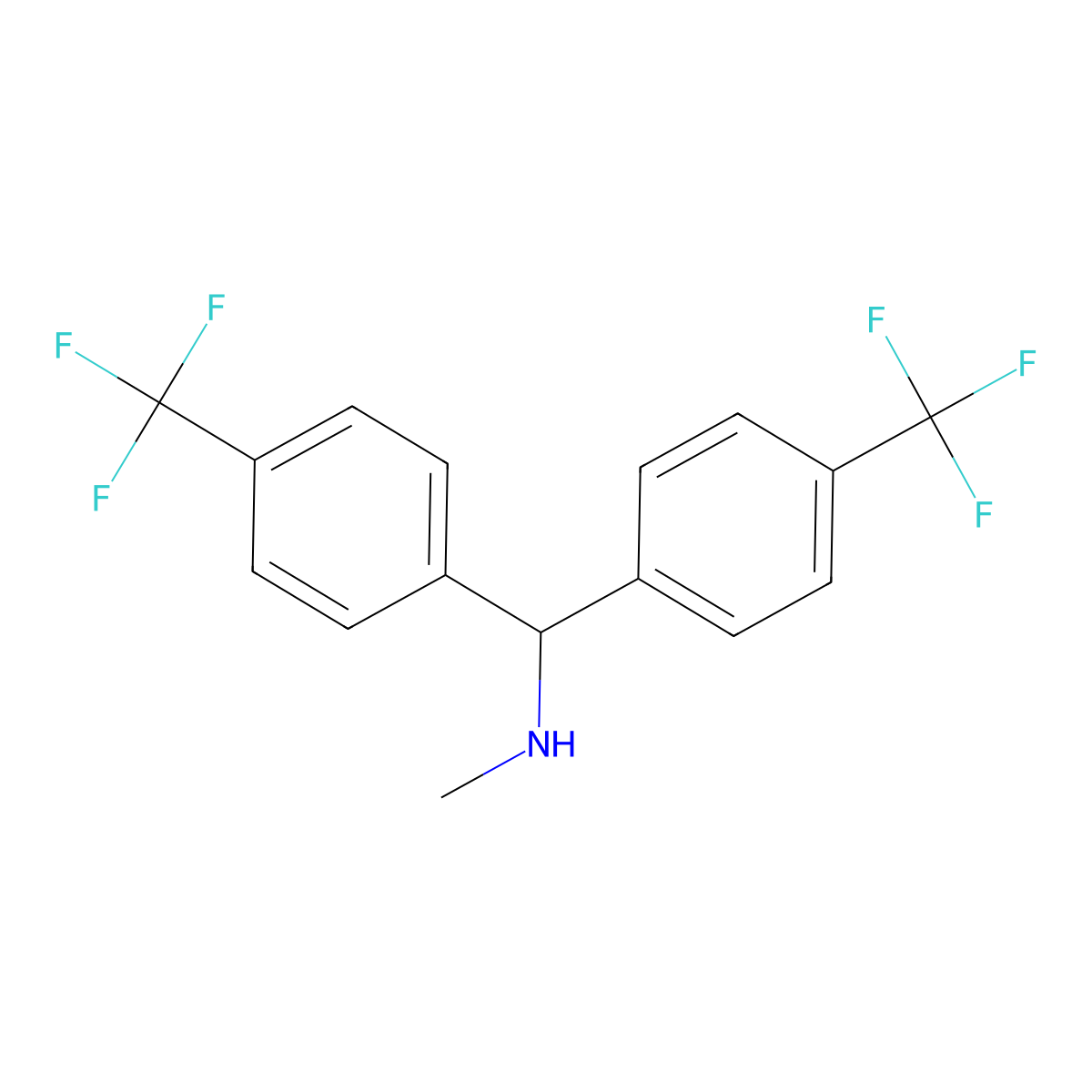 {Bis[4-(trifluoromethyl)phenyl]methyl}(methyl)amine molecular structure, CAS 2243410-18-4