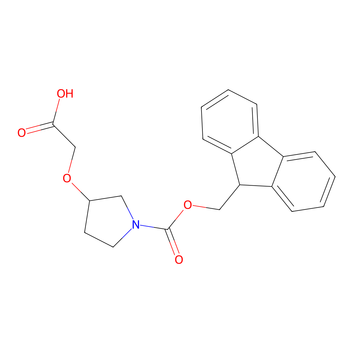 2-{[(3R)-1-{[(9H-fluoren-9-yl)methoxy]carbonyl}pyrrolidin-3-yl]oxy}acetic acid molecular structure, CAS 2243501-22-4