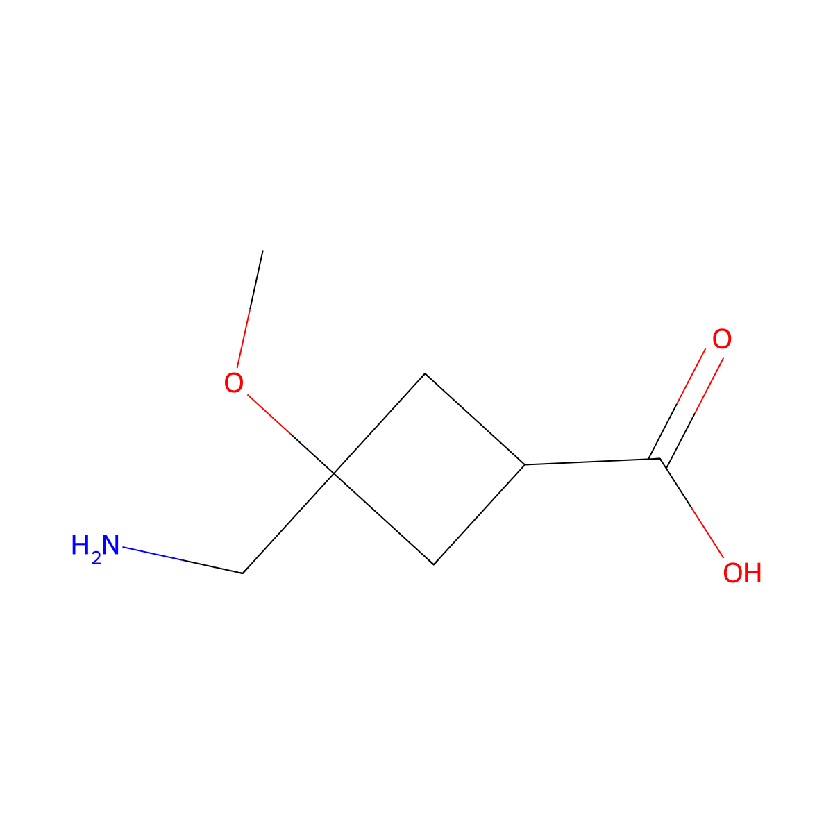 (1s,3s)-3-(Aminomethyl)-3-methoxycyclobutane-1-carboxylic acid molecular structure, CAS 2243501-30-4