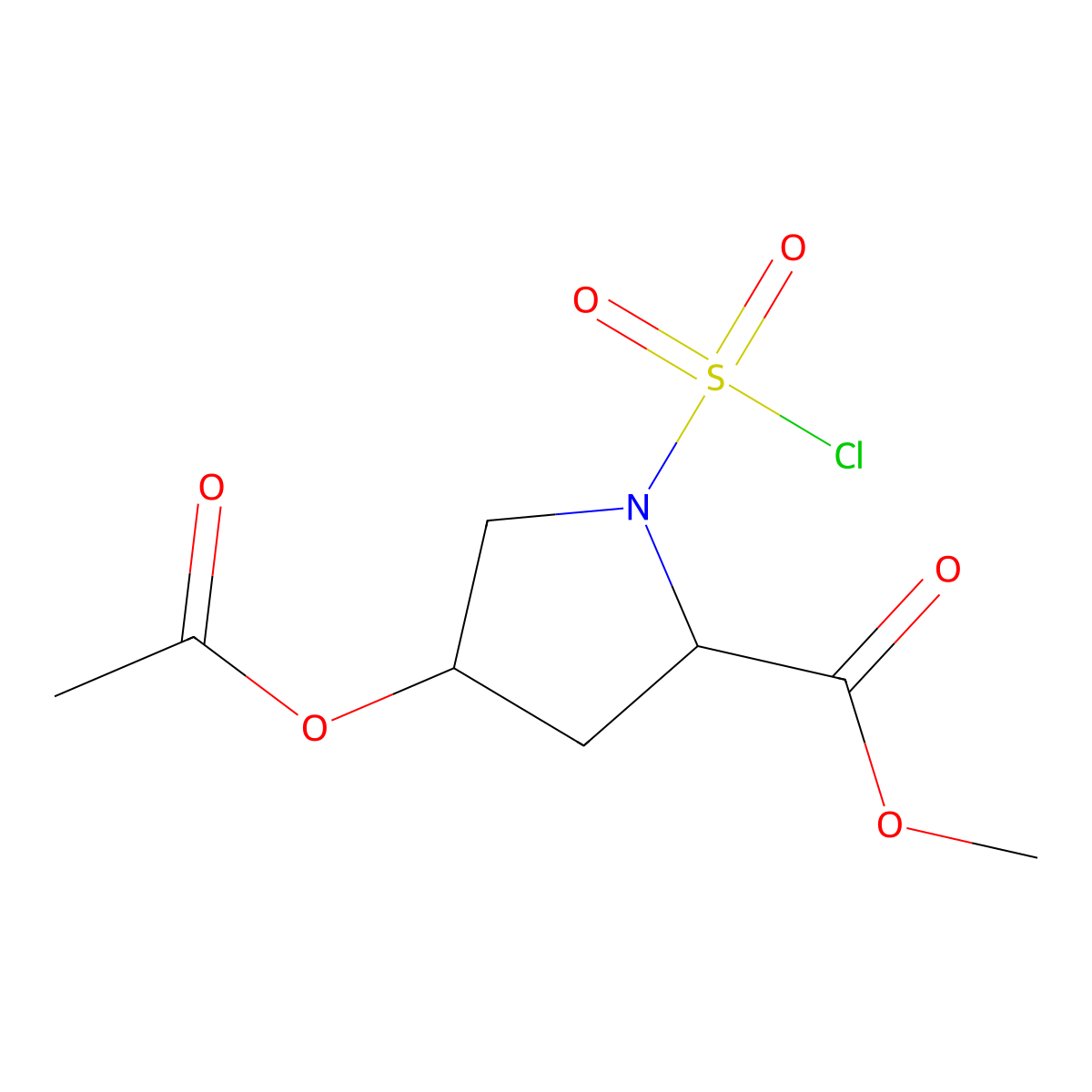 Methyl (2S,4R)-4-acetyloxy-1-chlorosulfonylpyrrolidine-2-carboxylate molecular structure, CAS 2243501-45-1