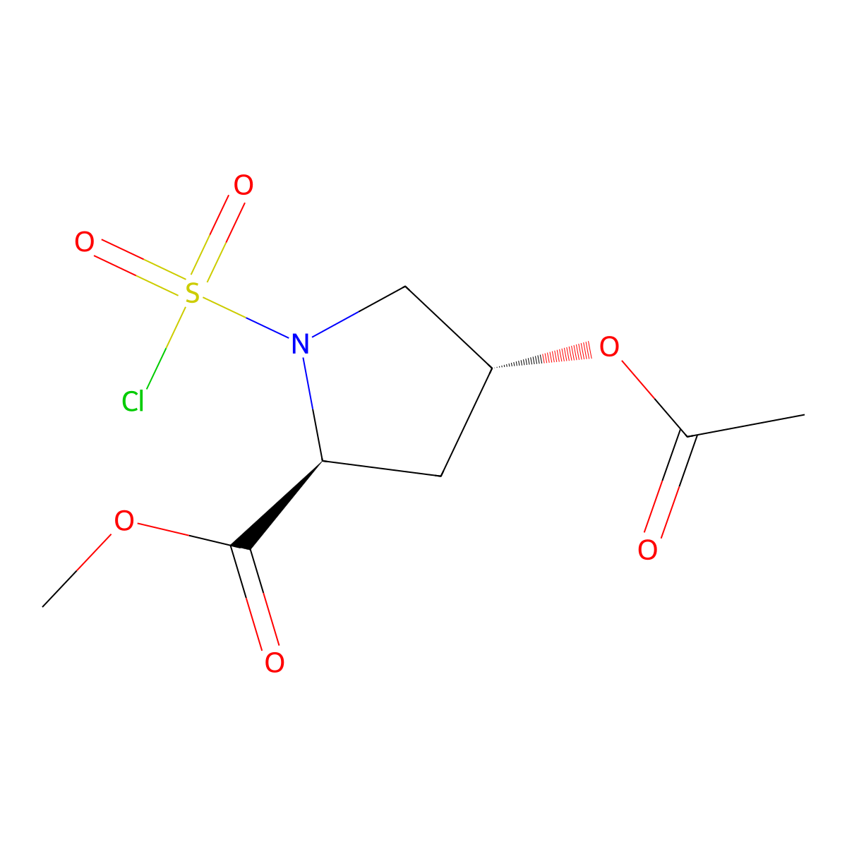 Methyl (2S,4R)-4-acetyloxy-1-chlorosulfonylpyrrolidine-2-carboxylate molecular structure, CAS 2243501-45-1