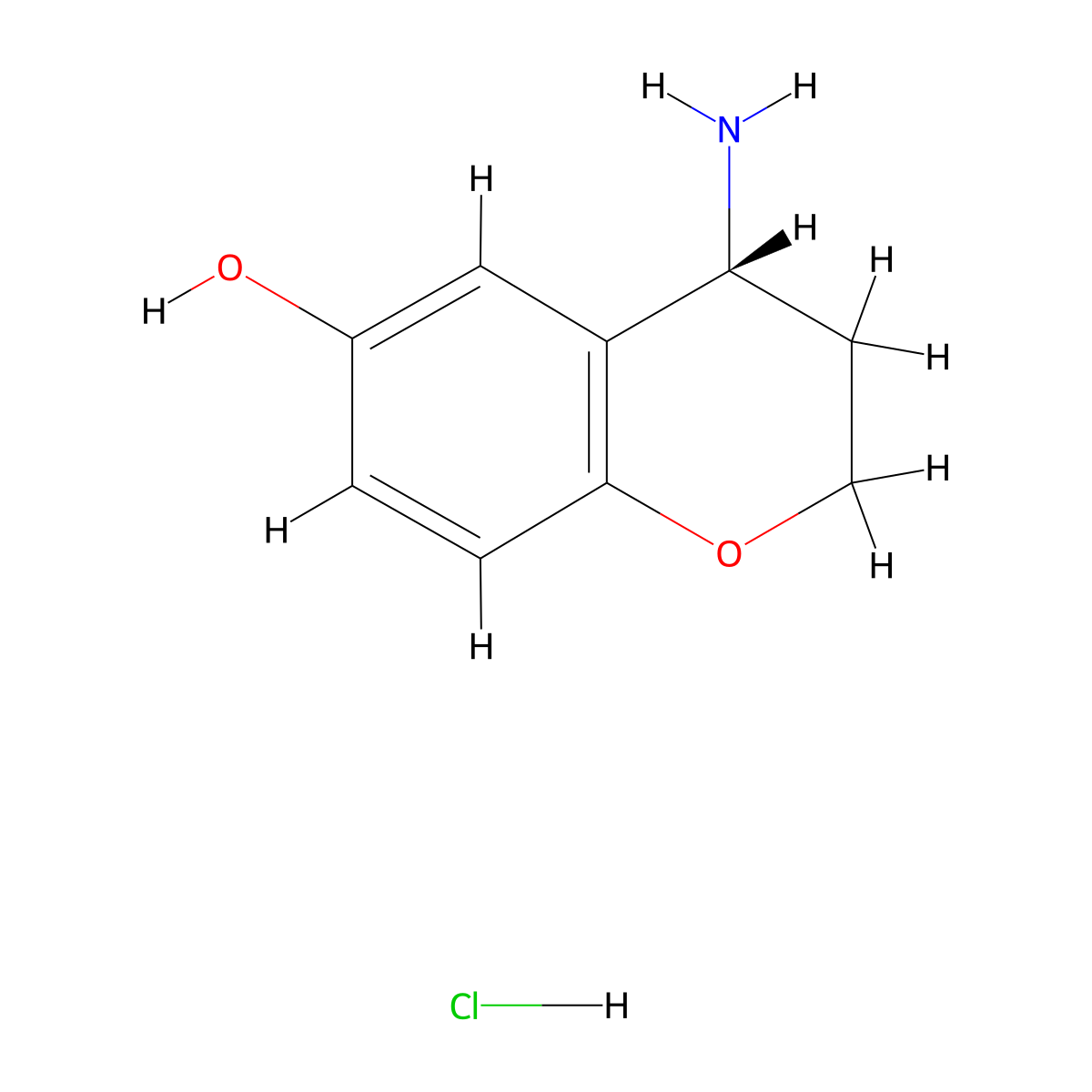 (4R)-4-Amino-3,4-dihydro-2H-chromen-6-ol;hydrochloride molecular structure, CAS 2243501-50-8