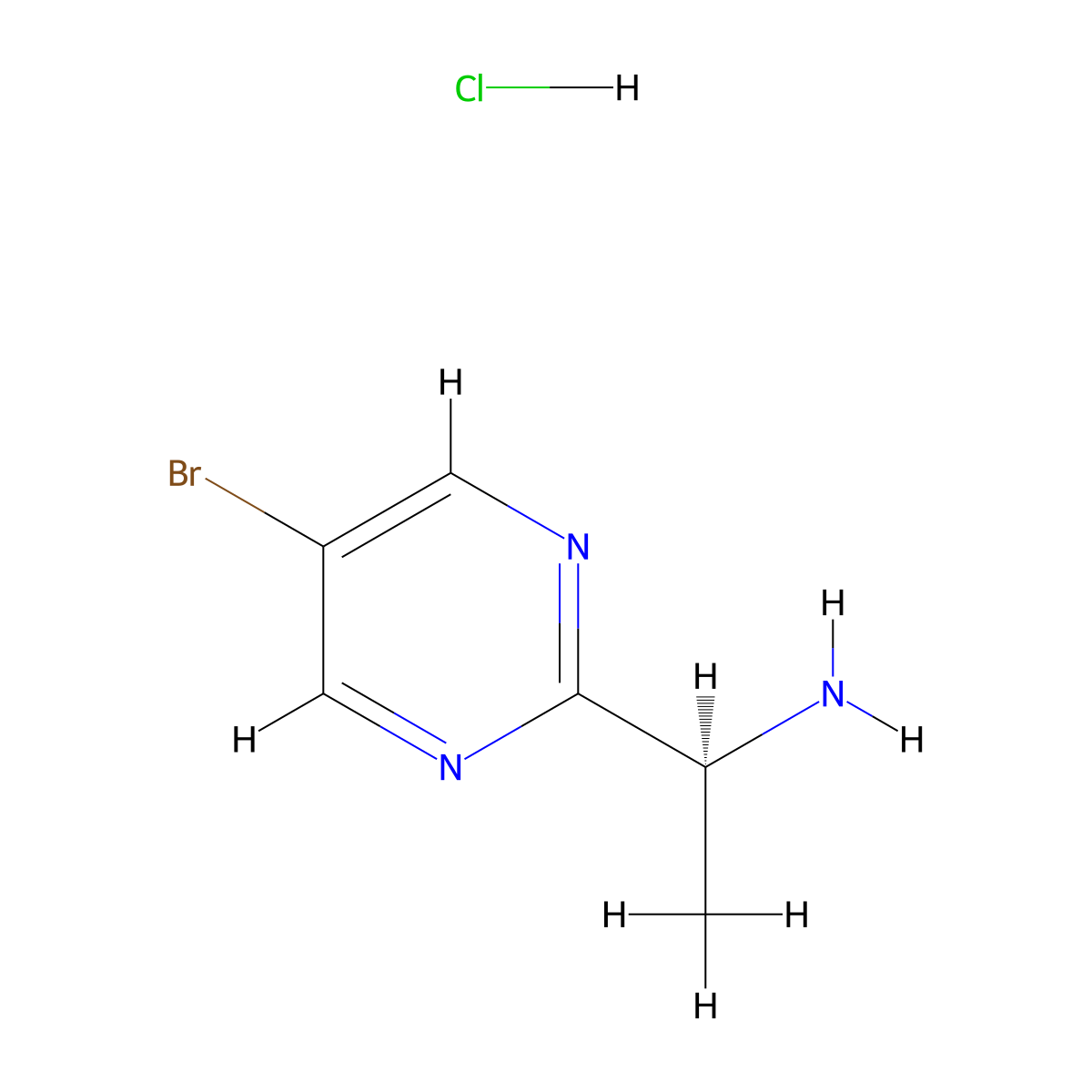 (1S)-1-(5-bromopyrimidin-2-yl)ethan-1-amine hydrochloride molecular structure, CAS 2243501-56-4