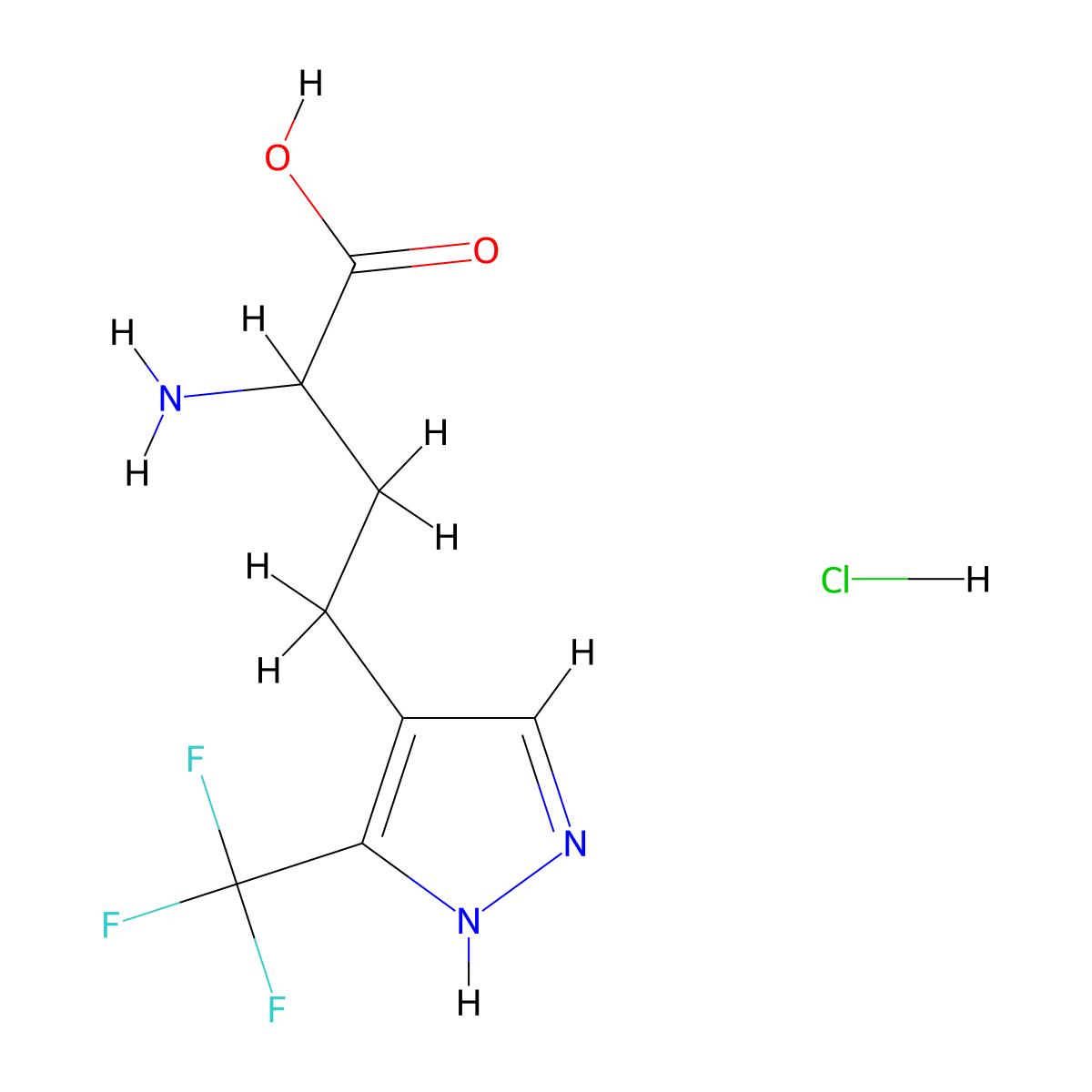 2-amino-4-[3-(trifluoromethyl)-1H-pyrazol-4-yl]butanoicacidhydrochloride molecular structure, CAS 2243503-26-4