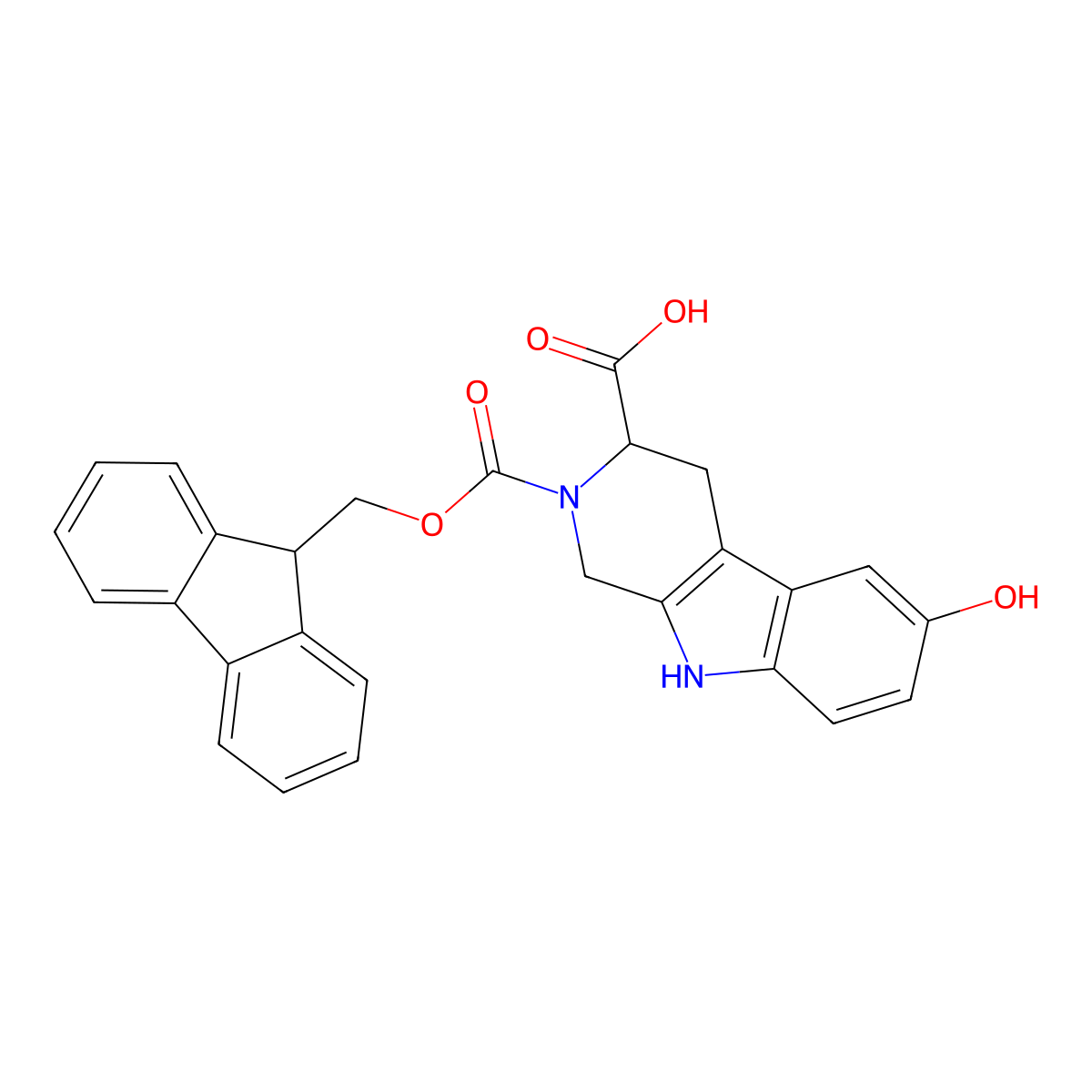 2-{[(9H-fluoren-9-yl)methoxy]carbonyl}-6-hydroxy-1H,2H,3H,4H,9H-pyrido[3,4-b]indole-3-carboxylic acid molecular structure, CAS 2243503-31-1