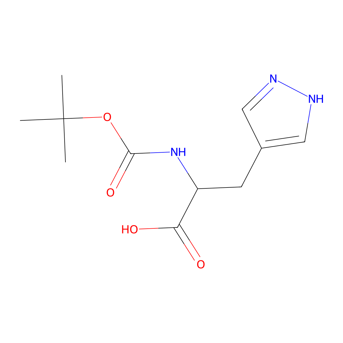 2-(((tert-butoxy)carbonyl)amino)-3-(1H-pyrazol-4-yl)propanoic acid molecular structure, CAS 2243503-32-2