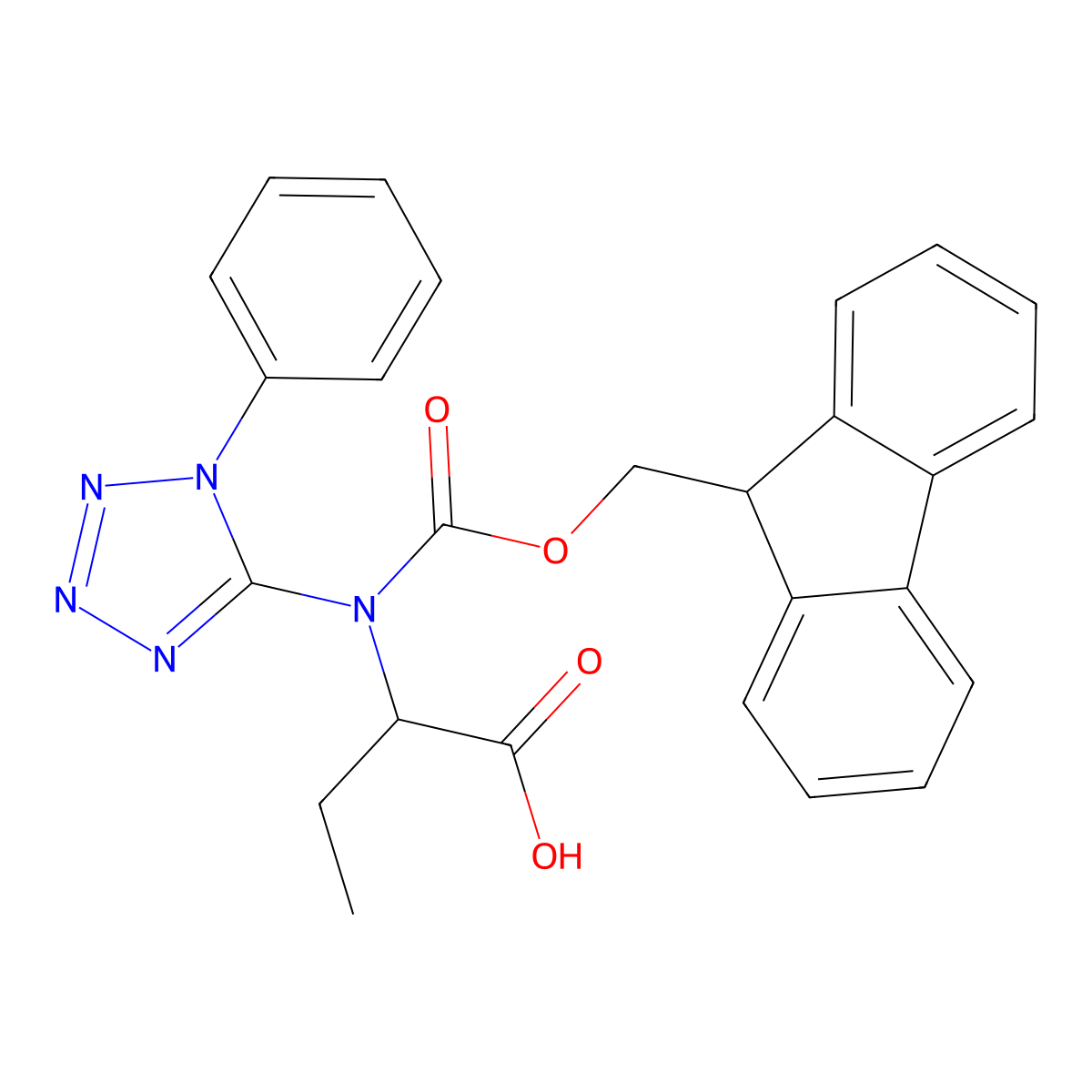 2-({[(9H-fluoren-9-yl)methoxy]carbonyl}(1-phenyl-1H-1,2,3,4-tetrazol-5-yl)amino)butanoic acid molecular structure, CAS 2243503-36-6