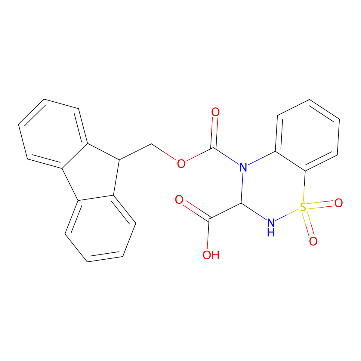 4-{[(9H-fluoren-9-yl)methoxy]carbonyl}-1,1-dioxo-3,4-dihydro-2H-1lambda6,2,4-benzothiadiazine-3-carboxylic acid molecular structure, CAS 2243503-37-7