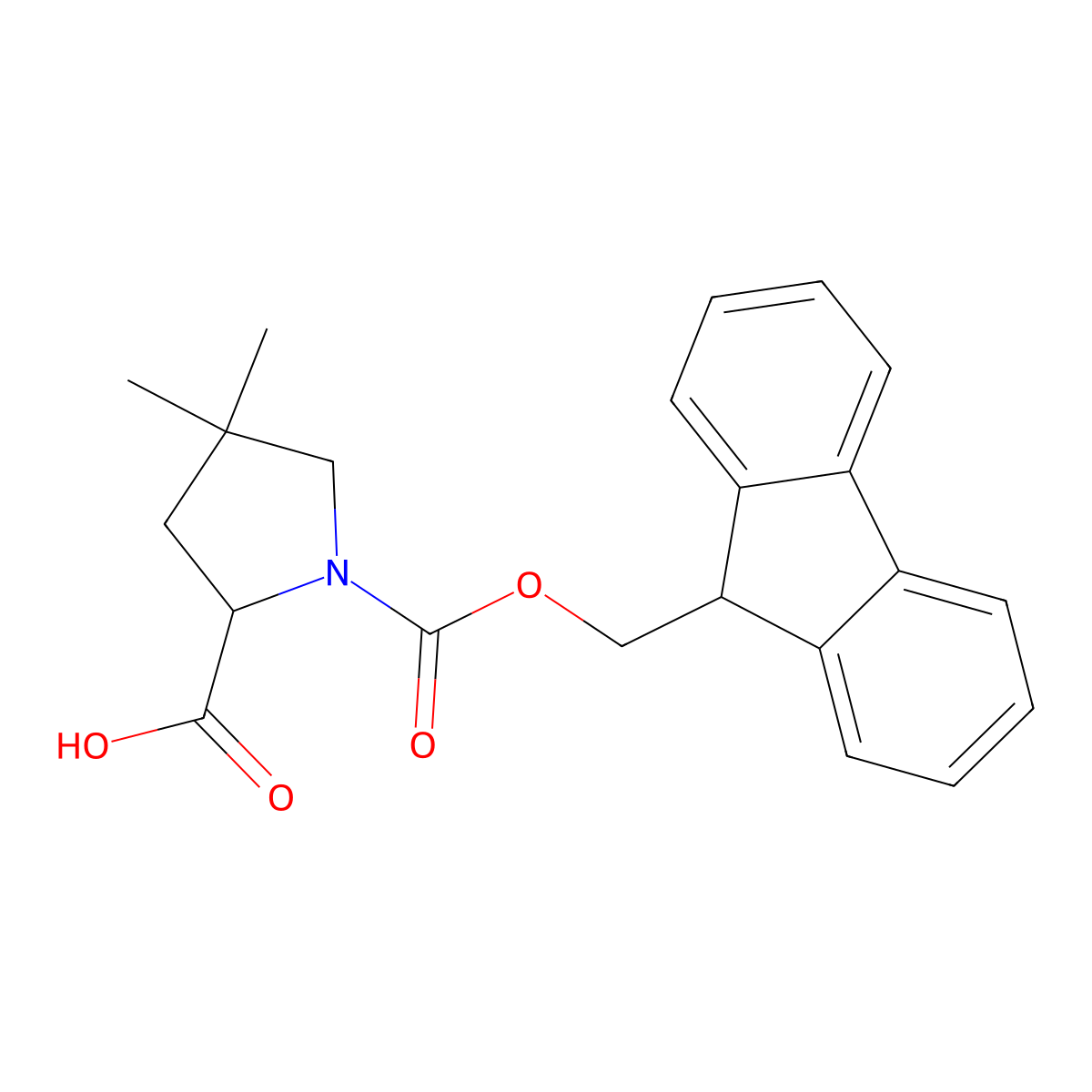 1-(((9H-Fluoren-9-yl)methoxy)carbonyl)-4,4-dimethylpyrrolidine-2-carboxylic acid molecular structure, CAS 2243503-42-4