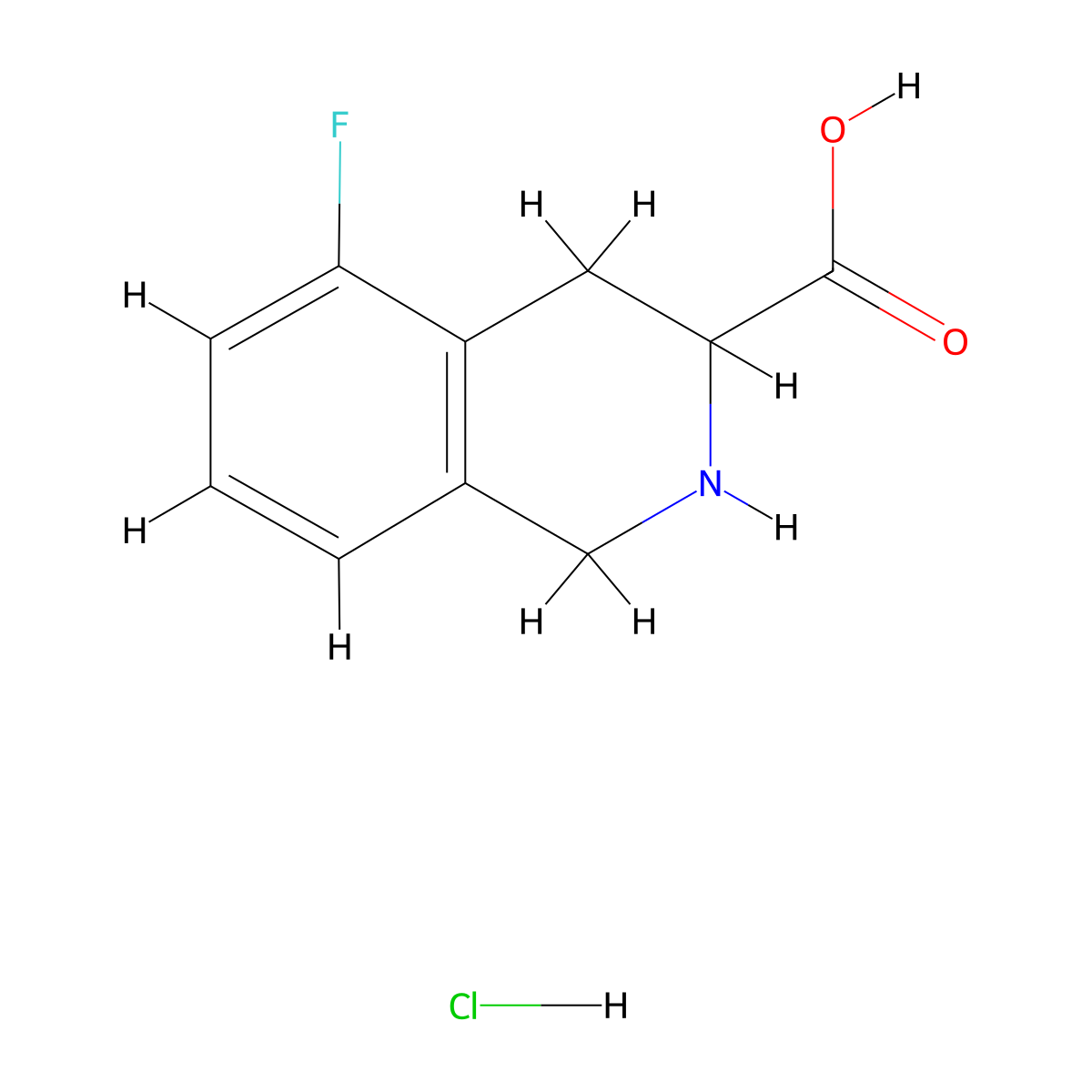 5-Fluoro-1,2,3,4-tetrahydroisoquinoline-3-carboxylic acid hydrochloride molecular structure, CAS 2243503-43-5