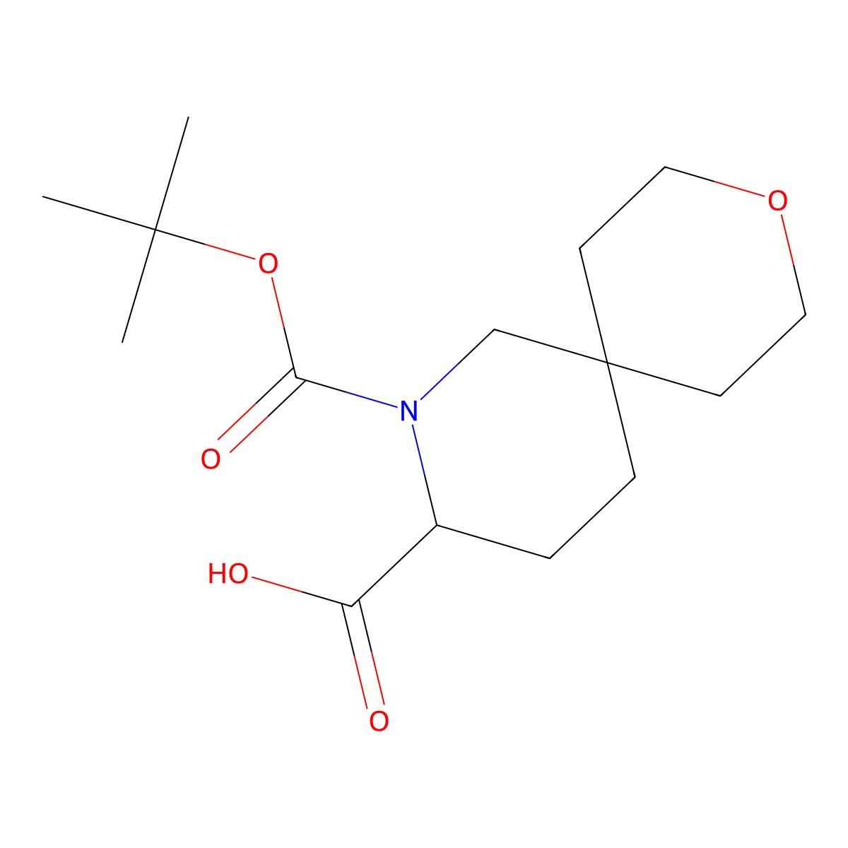 2-((Tert-butoxy)carbonyl)-9-oxa-2-azaspiro(5.5)undecane-3-carboxylic acid molecular structure, CAS 2243503-45-7