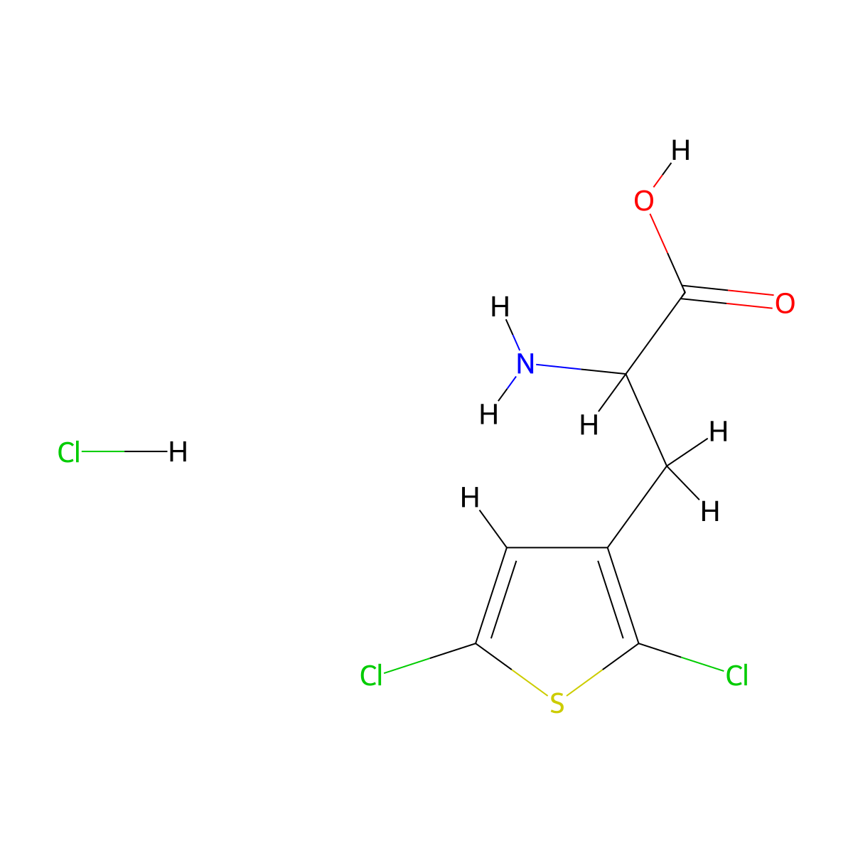 2-Amino-3-(2,5-dichlorothiophen-3-yl)propanoic acid hydrochloride molecular structure, CAS 2243503-46-8