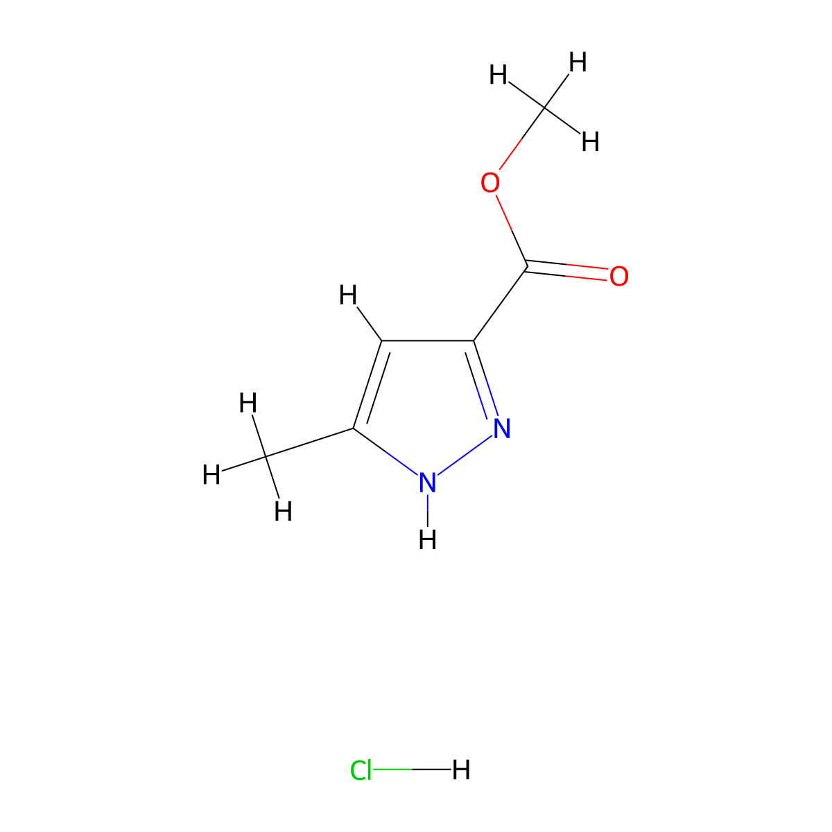 methyl 5-methyl-1H-pyrazole-3-carboxylate hydrochloride molecular structure, CAS 2243503-52-6