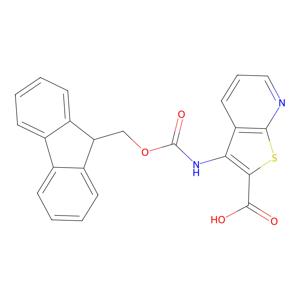 3-({[(9H-fluoren-9-yl)methoxy]carbonyl}amino)thieno[2,3-b]pyridine-2-carboxylic acid molecular structure, CAS 2243503-56-0