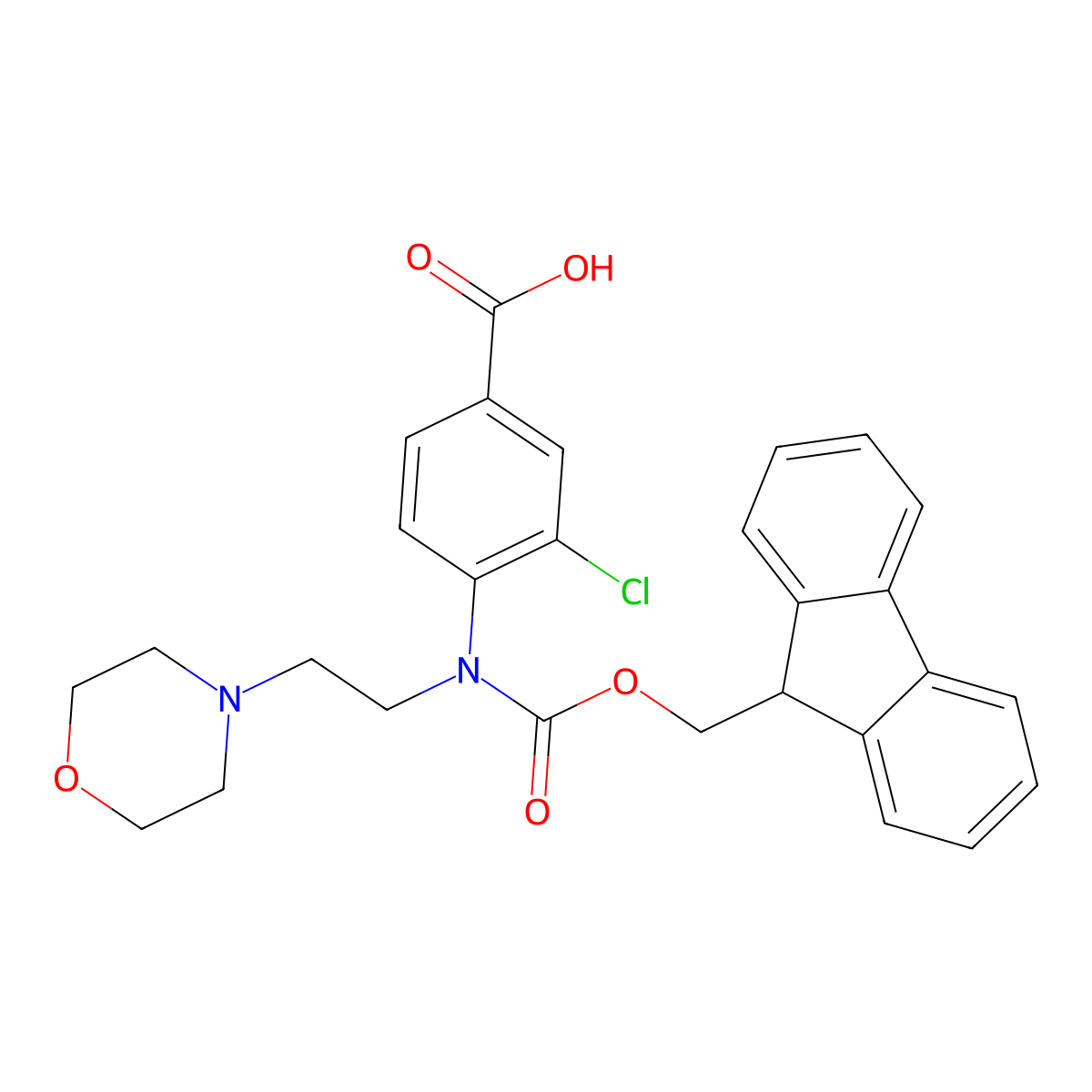 3-chloro-4-({[(9H-fluoren-9-yl)methoxy]carbonyl}[2-(morpholin-4-yl)ethyl]amino)benzoic acid molecular structure, CAS 2243503-57-1