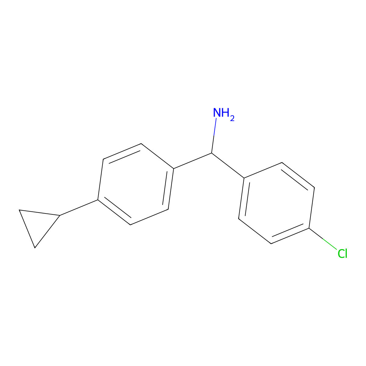 1-(4-Chlorophenyl)-1-(4-cyclopropylphenyl)methanamine molecular structure, CAS 2243503-62-8