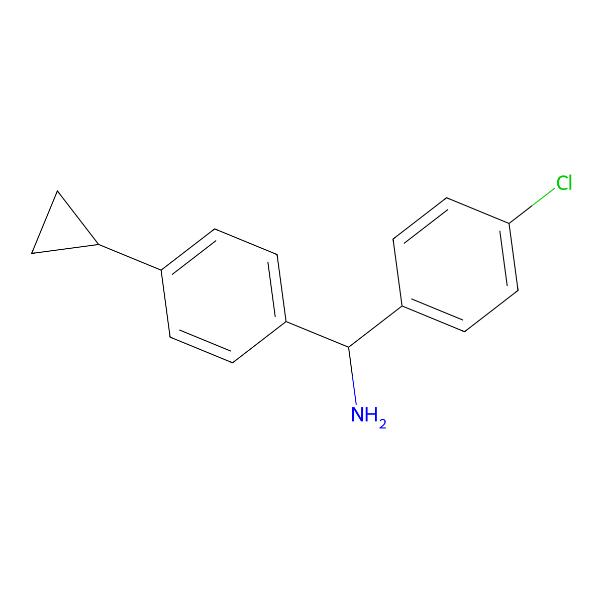 1-(4-Chlorophenyl)-1-(4-cyclopropylphenyl)methanamine molecular structure, CAS 2243503-62-8