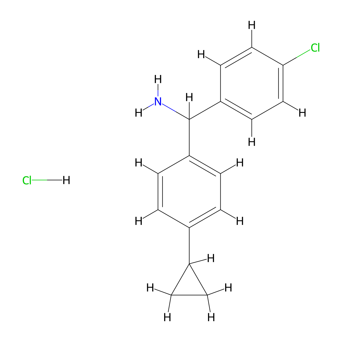 (4-Chlorophenyl)(4-cyclopropylphenyl)methanamine hydrochloride molecular structure, CAS 2243503-63-9