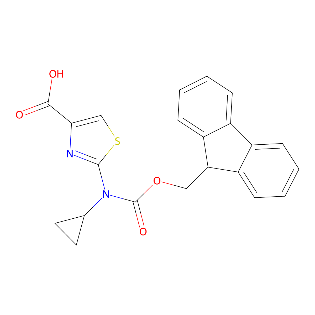 2-[cyclopropyl({[(9H-fluoren-9-yl)methoxy]carbonyl})amino]-1,3-thiazole-4-carboxylic acid molecular structure, CAS 2243503-66-2