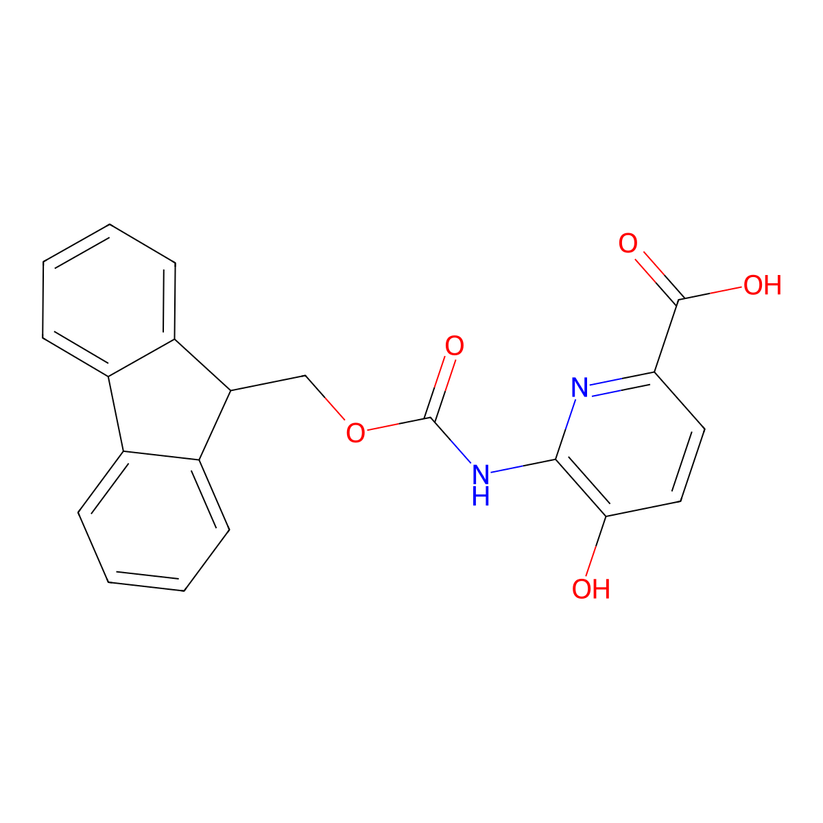 6-({[(9H-fluoren-9-yl)methoxy]carbonyl}amino)-5-hydroxypyridine-2-carboxylic acid molecular structure, CAS 2243503-69-5