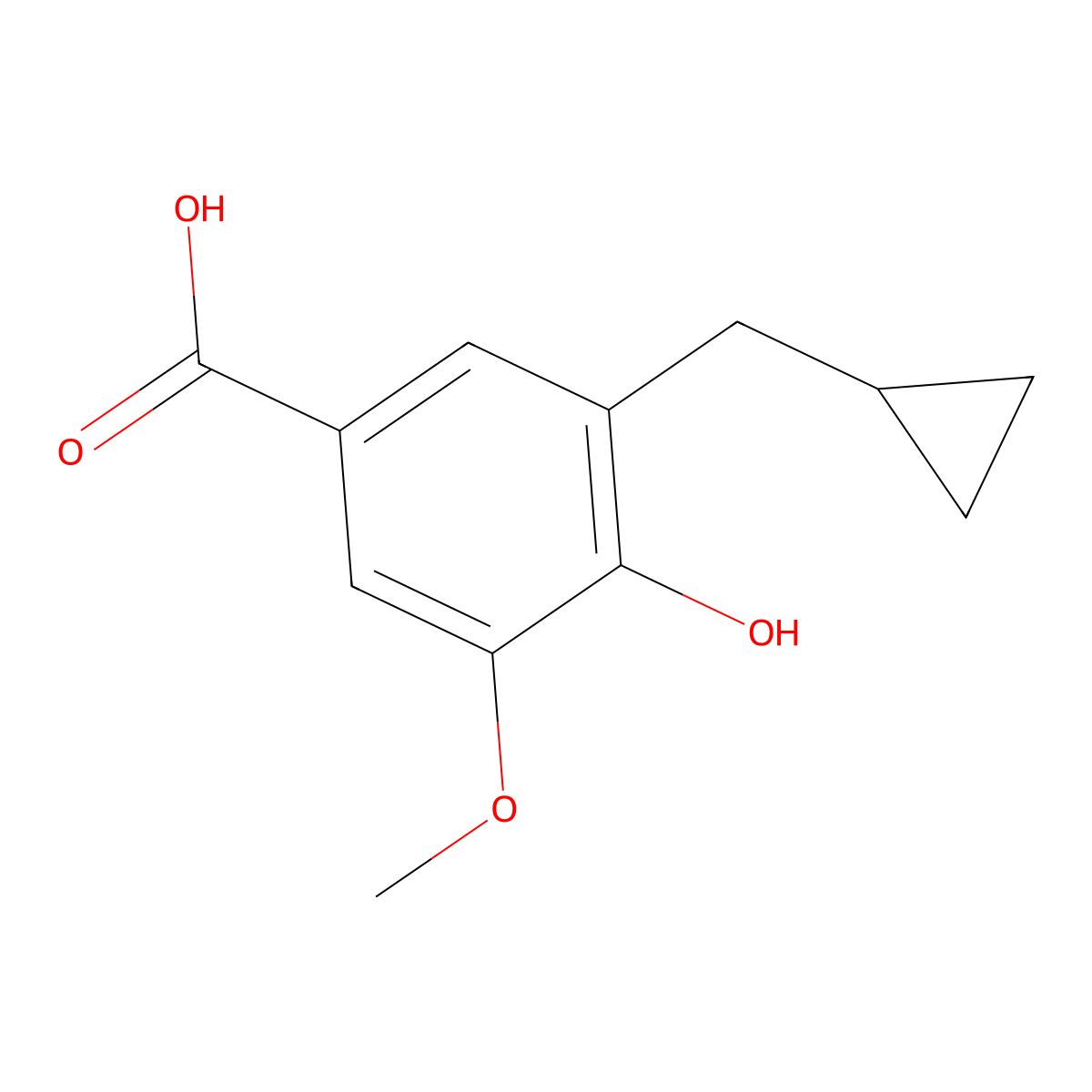 3-(Cyclopropylmethyl)-4-hydroxy-5-methoxybenzoic acid molecular structure, CAS 2243504-25-6
