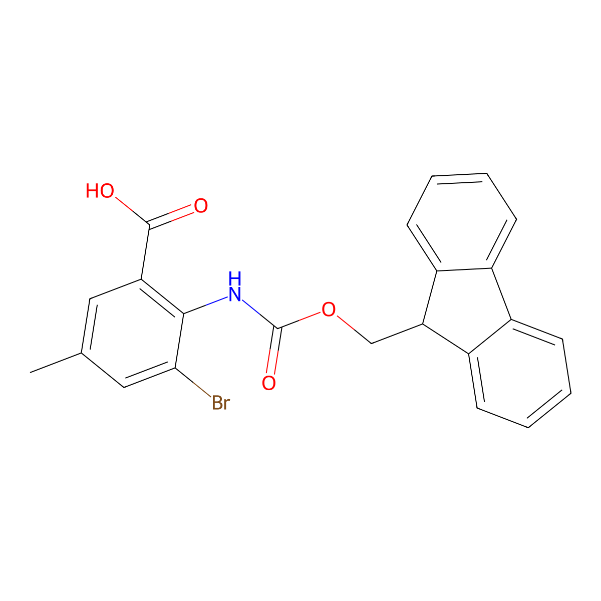 3-bromo-2-({[(9H-fluoren-9-yl)methoxy]carbonyl}amino)-5-methylbenzoic acid molecular structure, CAS 2243504-35-8