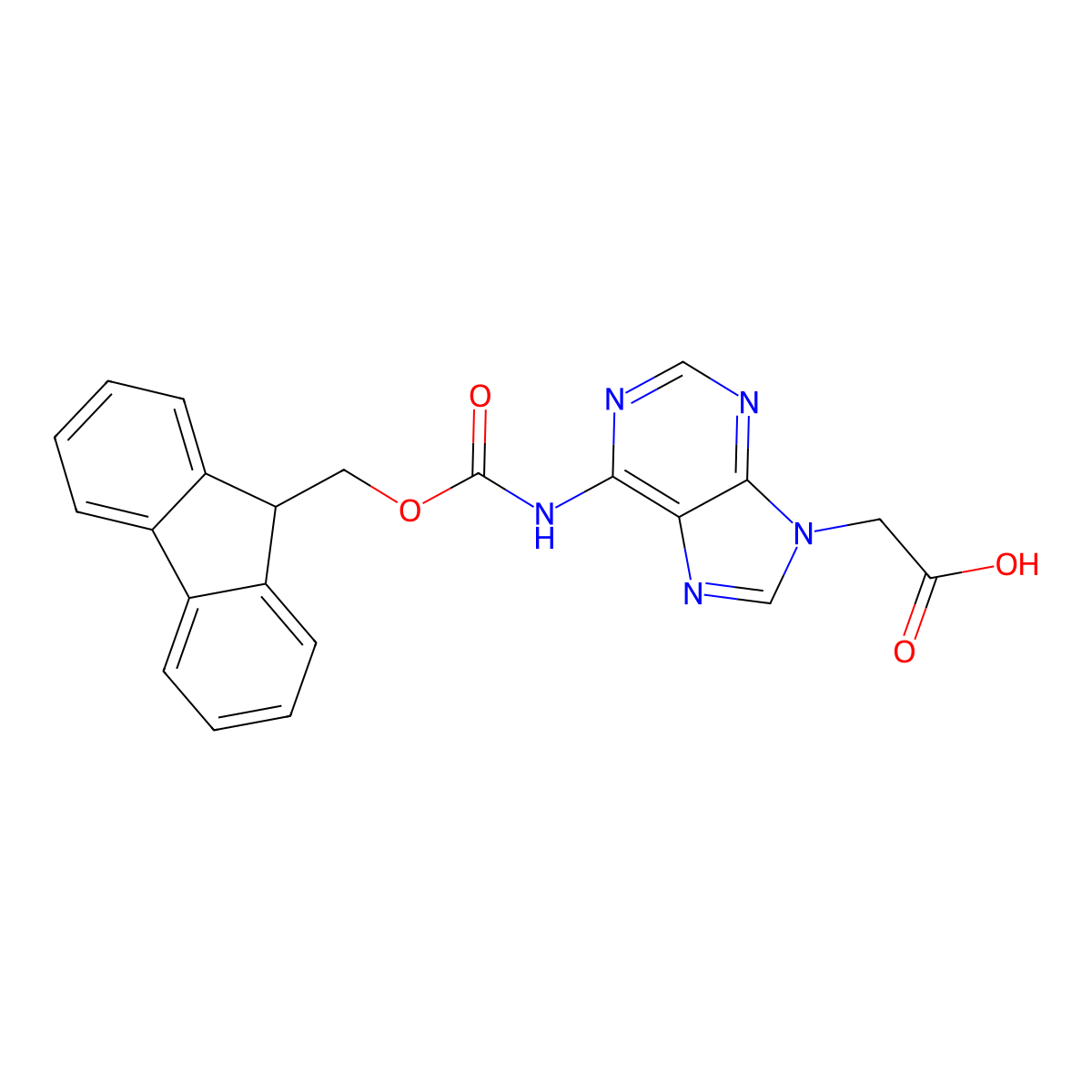 2-[6-({[(9H-fluoren-9-yl)methoxy]carbonyl}amino)-9H-purin-9-yl]acetic acid molecular structure, CAS 2243504-42-7