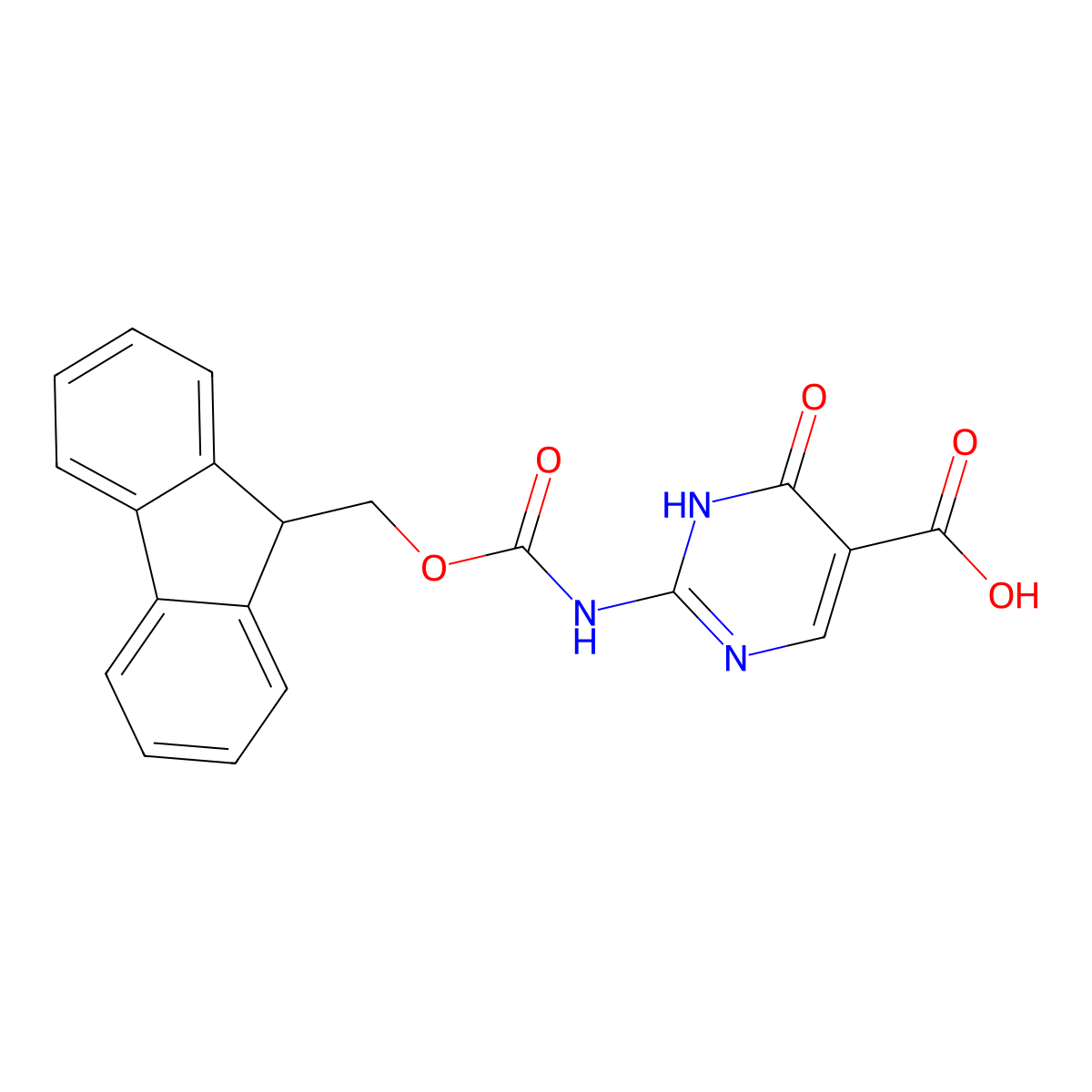 2-({[(9H-fluoren-9-yl)methoxy]carbonyl}amino)-4-hydroxypyrimidine-5-carboxylic acid molecular structure, CAS 2243504-46-1