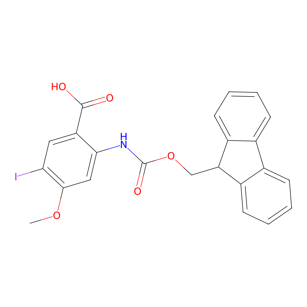 2-({[(9H-fluoren-9-yl)methoxy]carbonyl}amino)-5-iodo-4-methoxybenzoic acid molecular structure, CAS 2243504-48-3