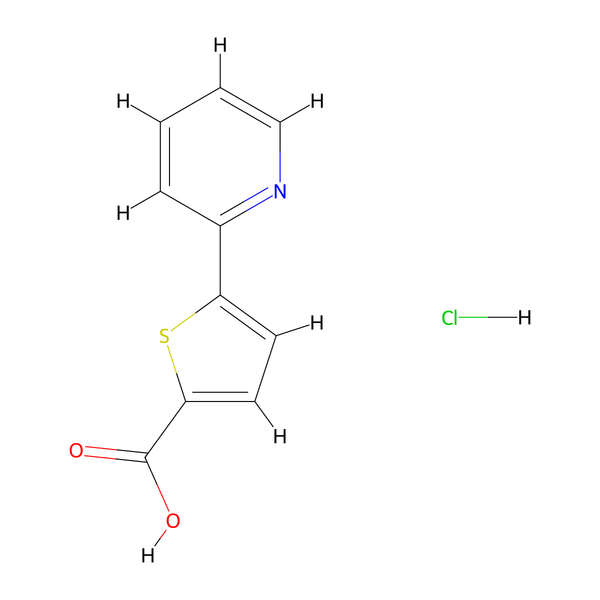 5-(Pyridin-2-yl)thiophene-2-carboxylic acid hydrochloride molecular structure, CAS 2243504-60-9