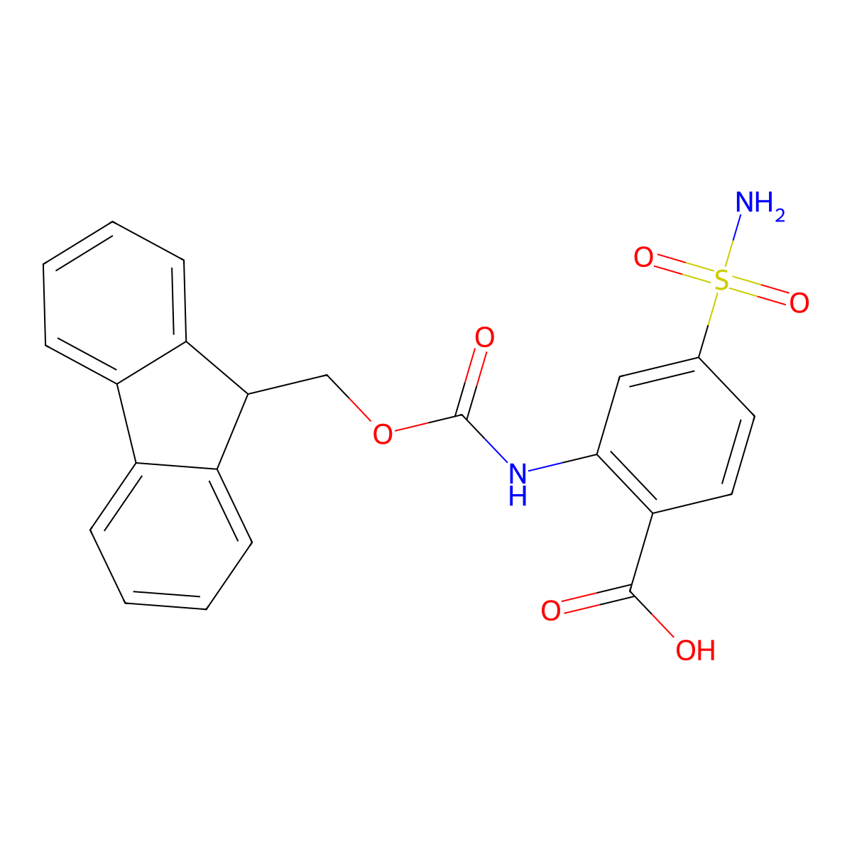 2-({[(9H-fluoren-9-yl)methoxy]carbonyl}amino)-4-sulfamoylbenzoicacid molecular structure, CAS 2243504-66-5