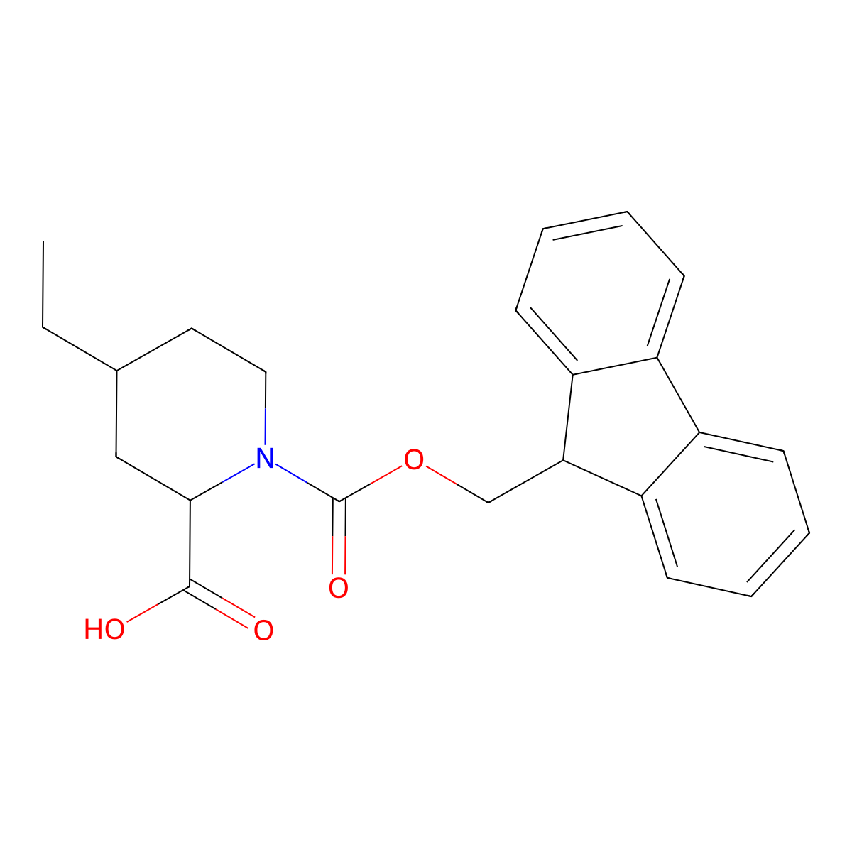 rac-(2R,4S)-4-ethyl-1-{[(9H-fluoren-9-yl)methoxy]carbonyl}piperidine-2-carboxylic acid molecular structure, CAS 2243504-70-1