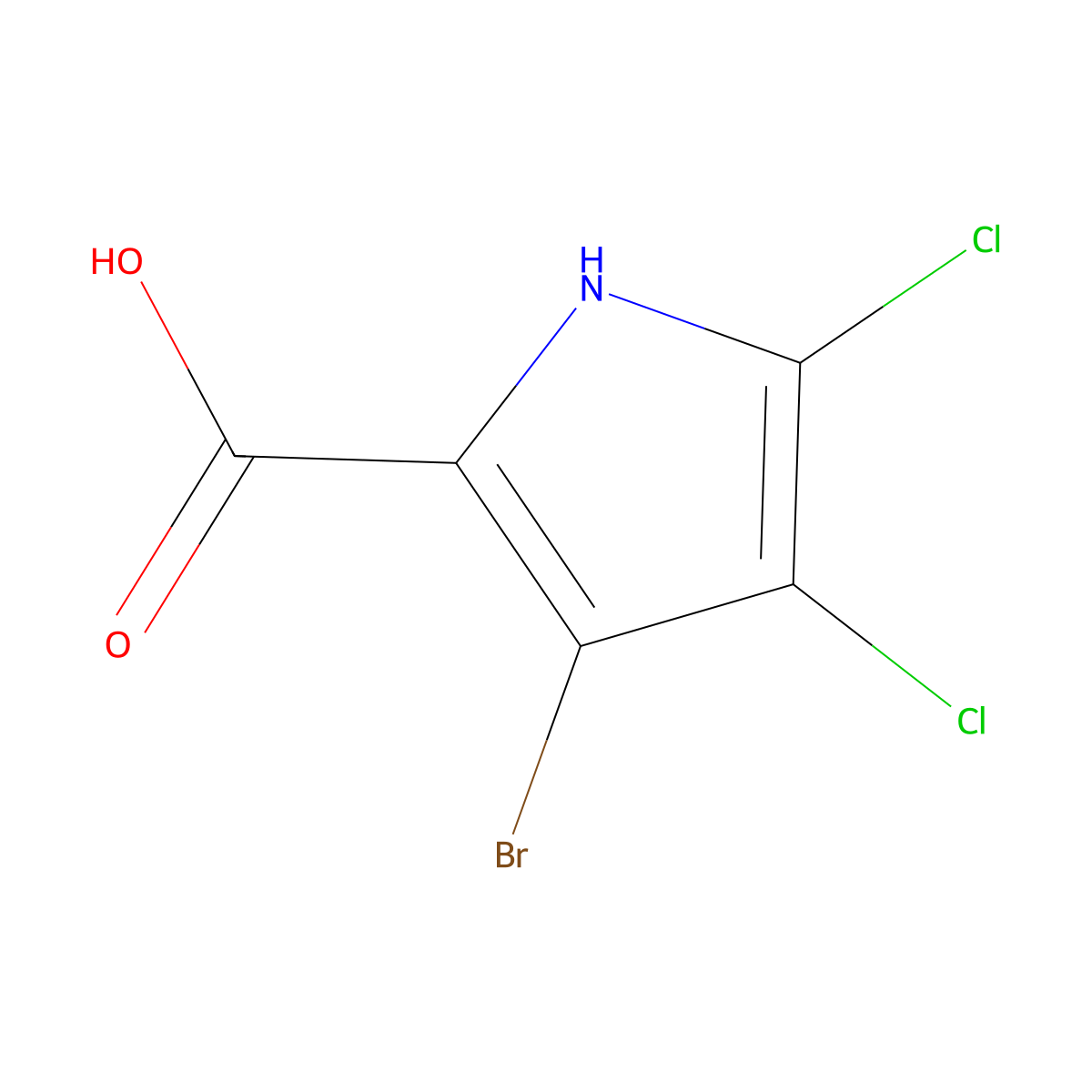 3-bromo-4,5-dichloro-1H-pyrrole-2-carboxylic acid molecular structure, CAS 2243504-75-6