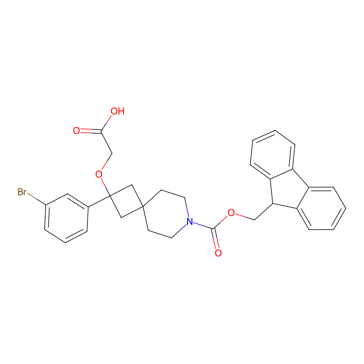 2-{[2-(3-bromophenyl)-7-{[(9H-fluoren-9-yl)methoxy]carbonyl}-7-azaspiro[3.5]nonan-2-yl]oxy}acetic acid molecular structure, CAS 2243504-77-8