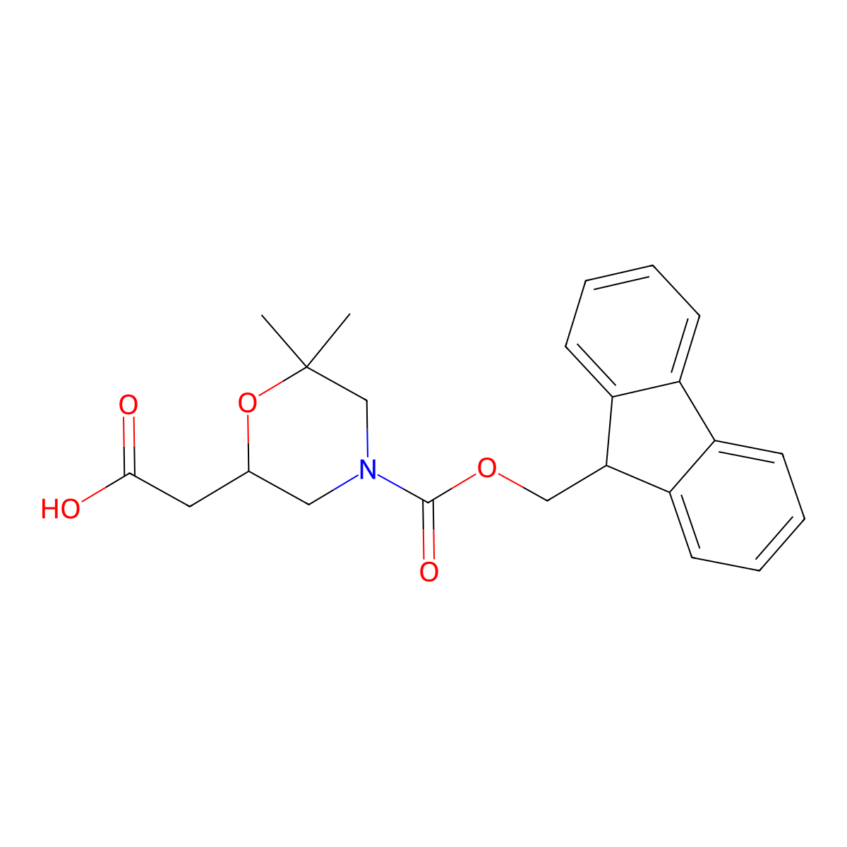 2-(4-{[(9H-fluoren-9-yl)methoxy]carbonyl}-6,6-dimethylmorpholin-2-yl)acetic acid molecular structure, CAS 2243504-78-9