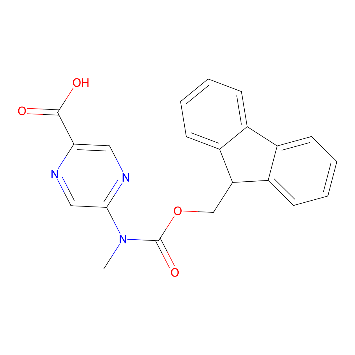 5-({[(9H-fluoren-9-yl)methoxy]carbonyl}(methyl)amino)pyrazine-2-carboxylic acid molecular structure, CAS 2243504-83-6