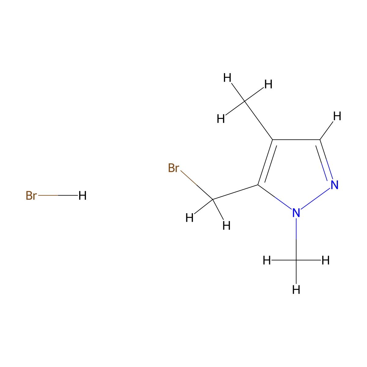 5-(bromomethyl)-1,4-dimethyl-1H-pyrazole hydrobromide molecular structure, CAS 2243504-84-7