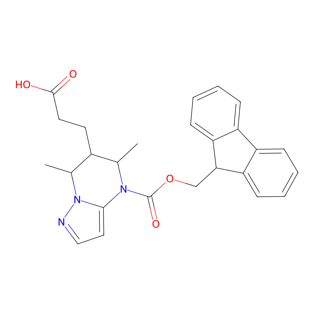 3-(4-{[(9H-fluoren-9-yl)methoxy]carbonyl}-5,7-dimethyl-4H,5H,6H,7H-pyrazolo[1,5-a]pyrimidin-6-yl)propanoic acid molecular structure, CAS 2243504-86-9