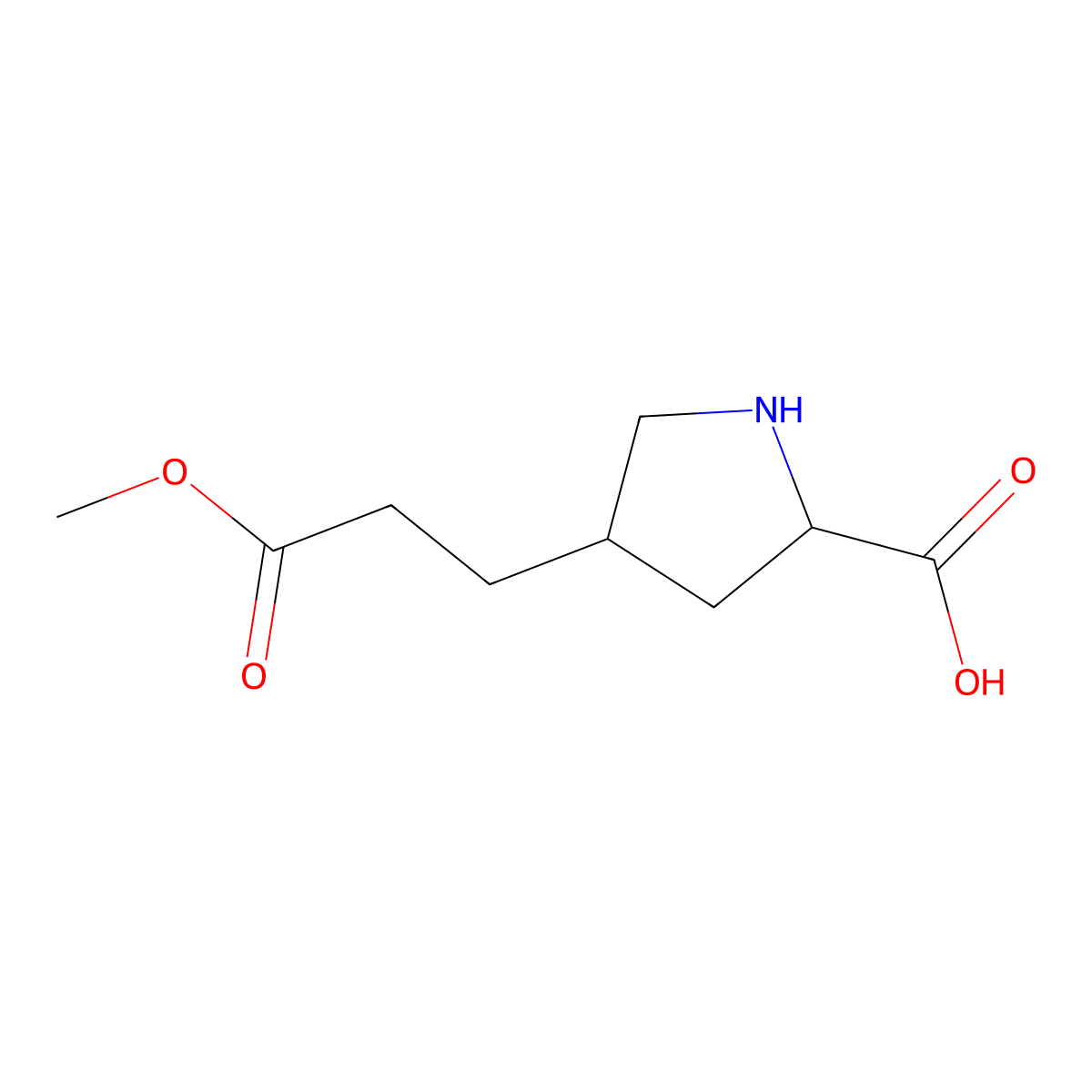 rac-(2R,4R)-4-(3-methoxy-3-oxopropyl)pyrrolidine-2-carboxylic acid molecular structure, CAS 2243504-91-6