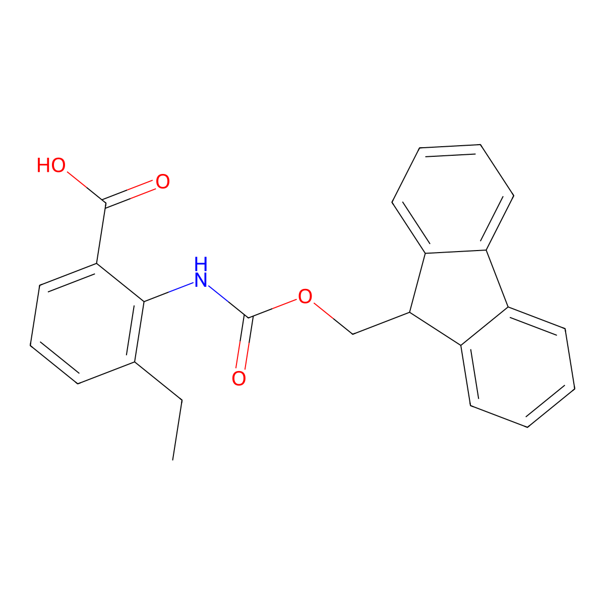 3-ethyl-2-({[(9H-fluoren-9-yl)methoxy]carbonyl}amino)benzoic acid molecular structure, CAS 2243504-93-8