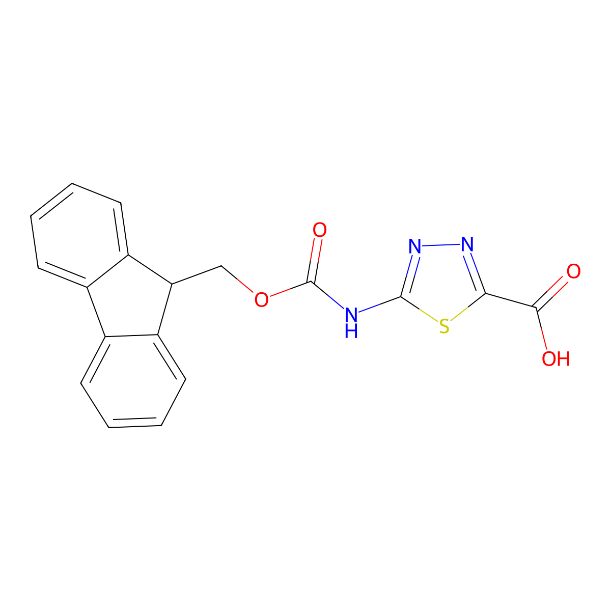 5-({[(9H-fluoren-9-yl)methoxy]carbonyl}amino)-1,3,4-thiadiazole-2-carboxylic acid molecular structure, CAS 2243504-94-9