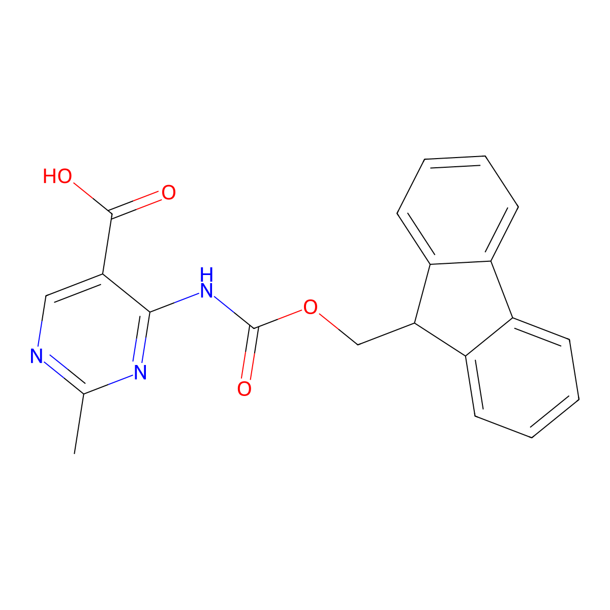 4-({[(9H-fluoren-9-yl)methoxy]carbonyl}amino)-2-methylpyrimidine-5-carboxylic acid molecular structure, CAS 2243505-04-4